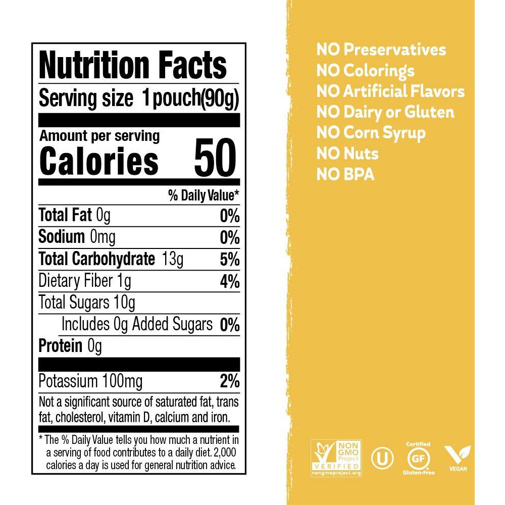 Buddy Fruits Snacks To Go Banana Unsweetened Applesauce 3.2Oz Pouch (18Pk) Gluten-Nut-Dairy-Preservatives-Bpa Free, Non Gmo, Kosher