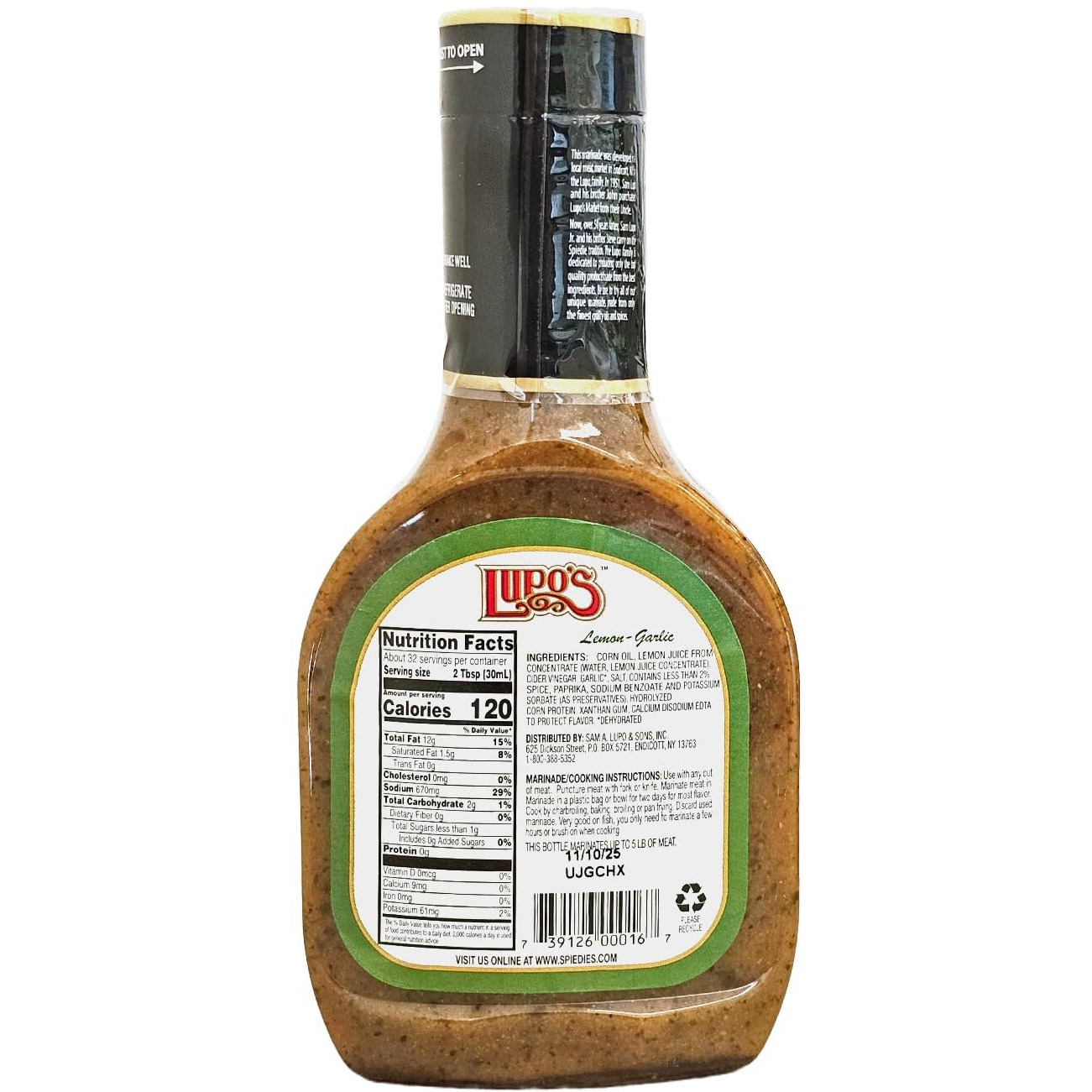 Lupo's Lemon-Garlic Marinade 16 Oz