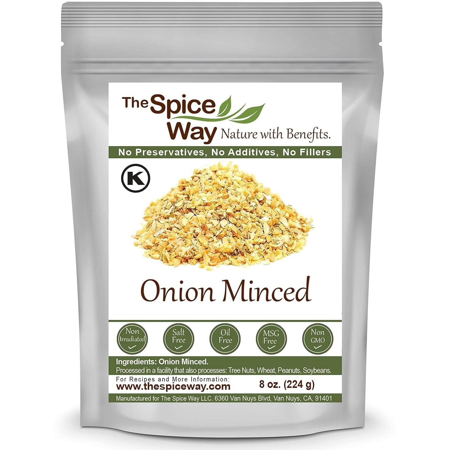 The Spice Way Minced Onion - 8 Oz - Bulk Dehydrated Onions Flakes More Coarse Than Powder Or Granules