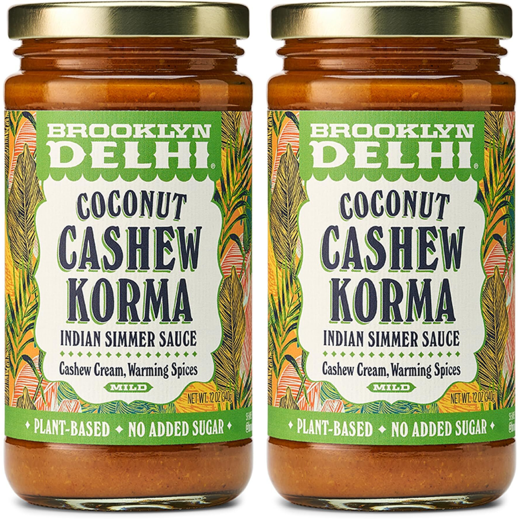 Brooklyn Delhi Coconut Cashew Korma | Indian Simmer Sauce With Cashew Cream And Warming Spices | Mild Enough For A Kid, Flavorful For A Foodie | Vegan, Nothing Artificial (Pack Of 2)