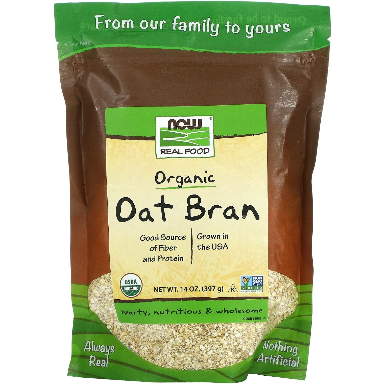 Now Foods Natural Oat Bran - 14 Oz