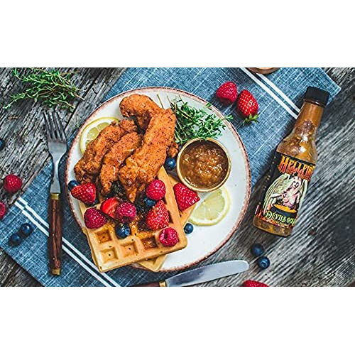 Hellfire Devil's Gold Hot Sauce, Multi Award-Winning, Gourmet Fruit-Based Hot Sauce, Features Yellow Super Hot Peppers And Exotic Fruits, Amazing Sweet Heat, 5 Oz.