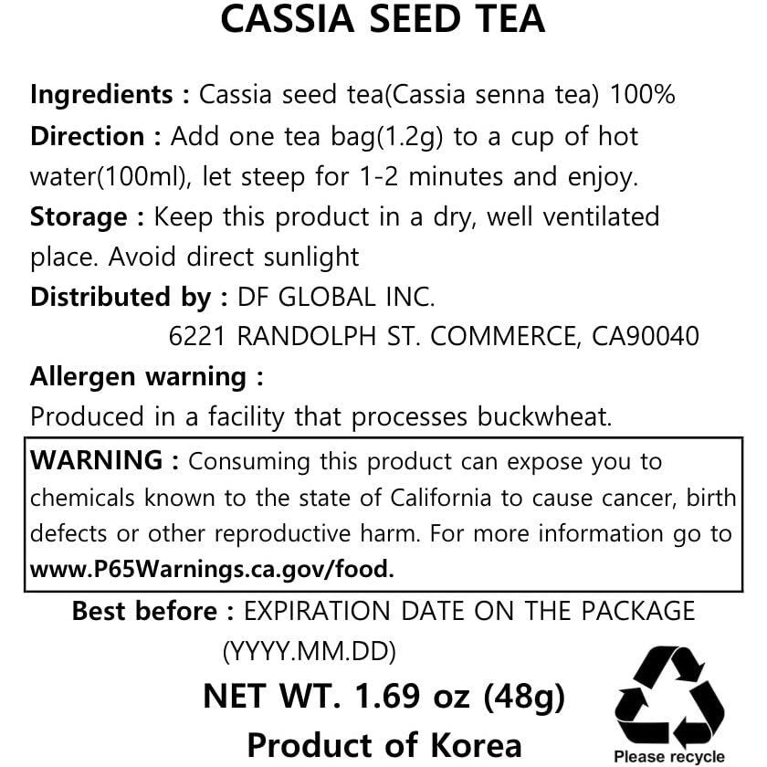 Damtuh Cassia Seed Tea - 1.2G X 40 Count (Pack Of 1)