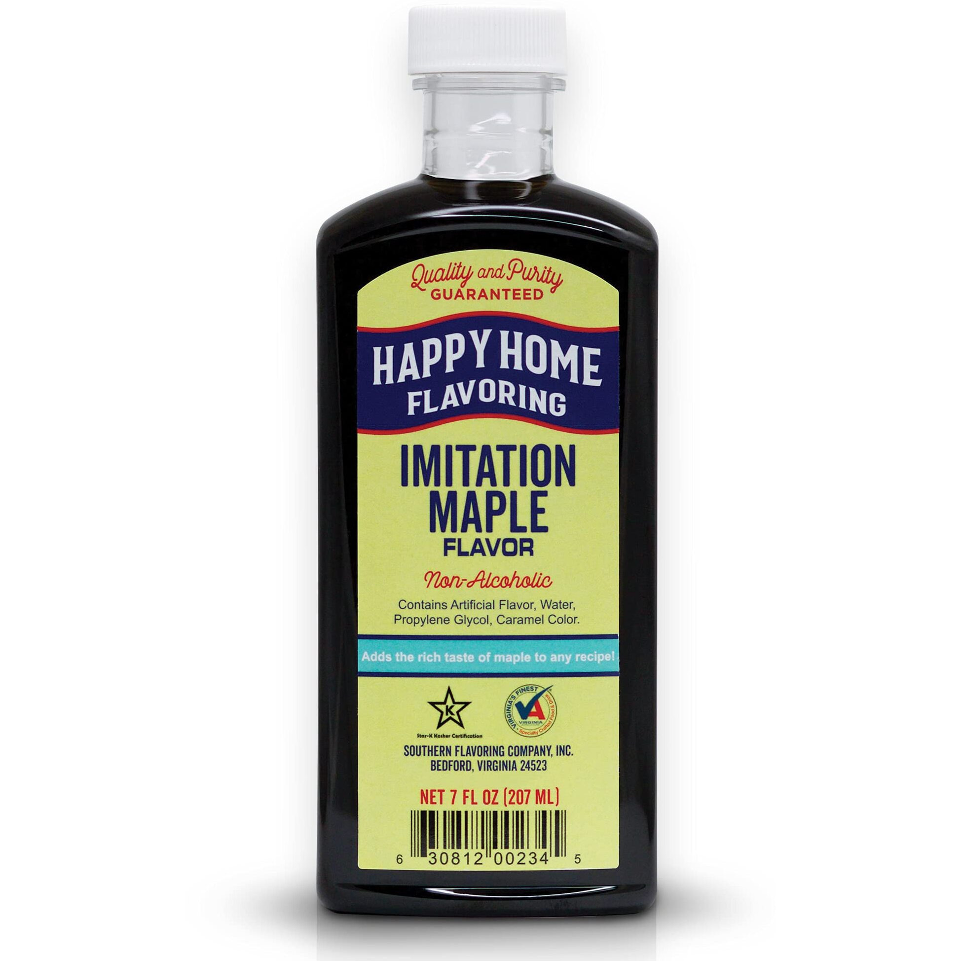 Happy Home Imitation Maple Flavoring, Non-Alcoholic, Certified Kosher, 7 Oz.