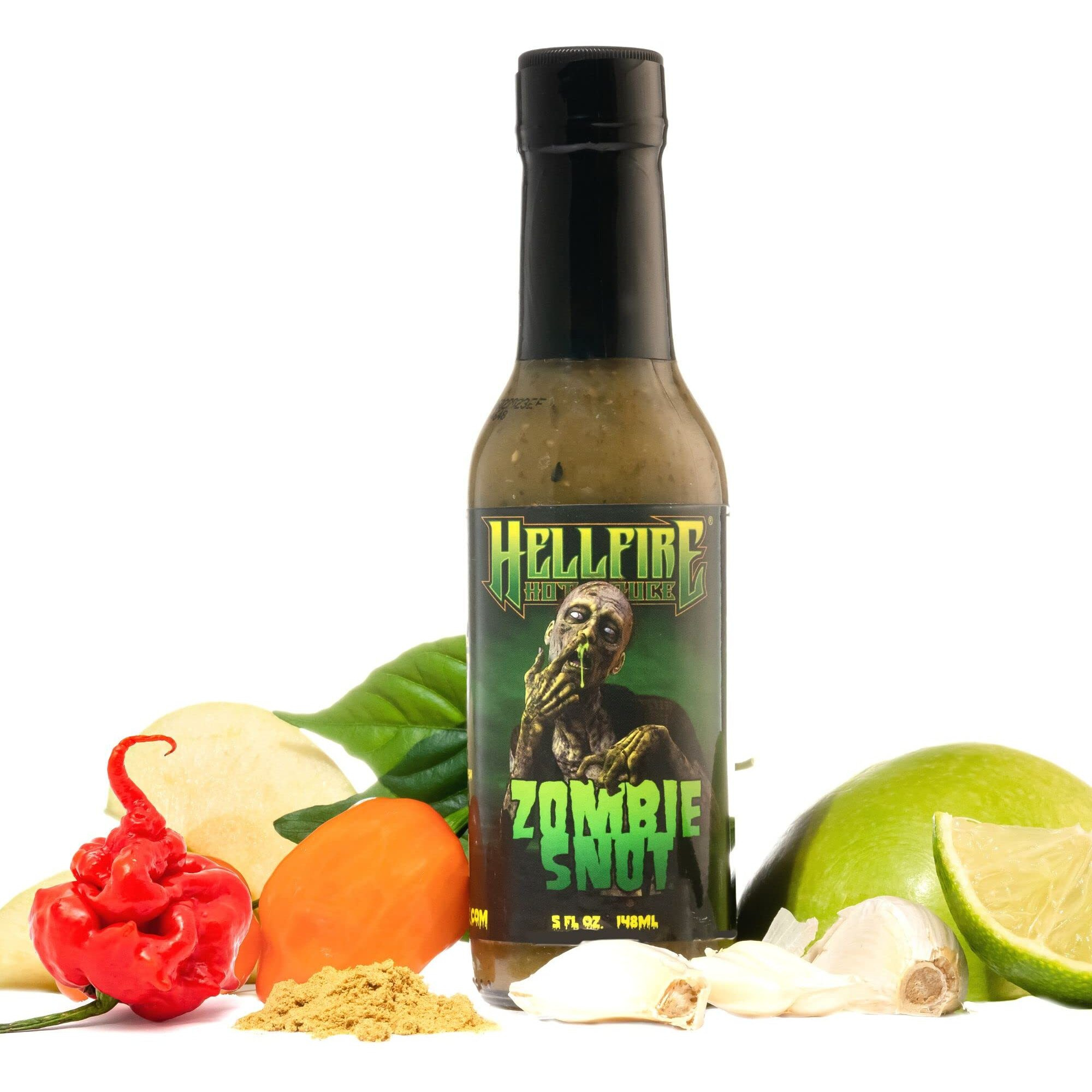 Hellfire Zombie Snot Hot Sauce, Award-Winning Chilehead Salsa Verde Sauce, Made With Carolina Reaper Peppers, World's Best Taco Sauce, Gourmet, Vegan, And Gluten Free, 5 Oz