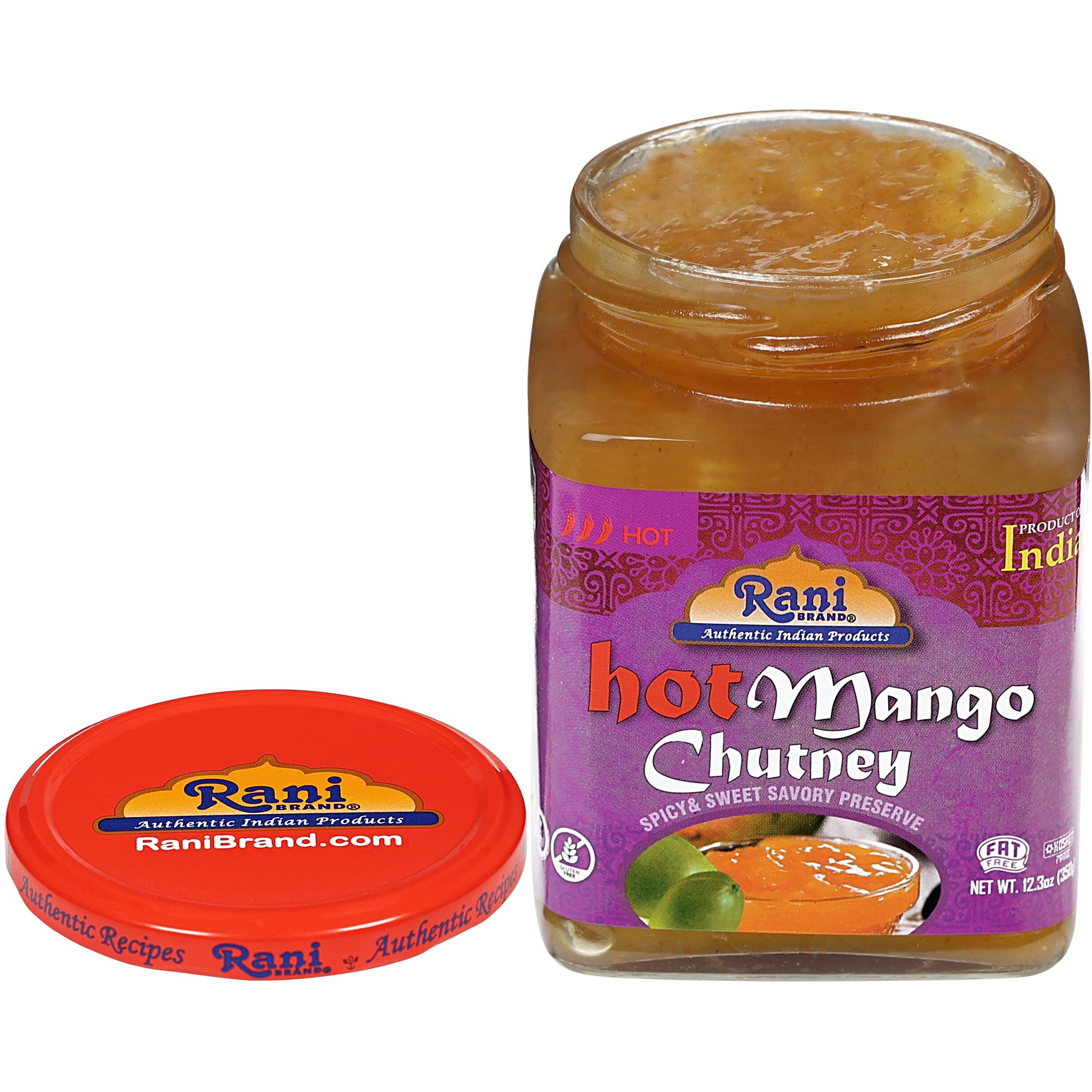Rani Hot Mango Chutney (Spicy Indian Preserve) 10.5Oz (300G) Glass Jar, Ready To Eat, Vegan ~ Gluten Free, All Natural, Non-Gmo