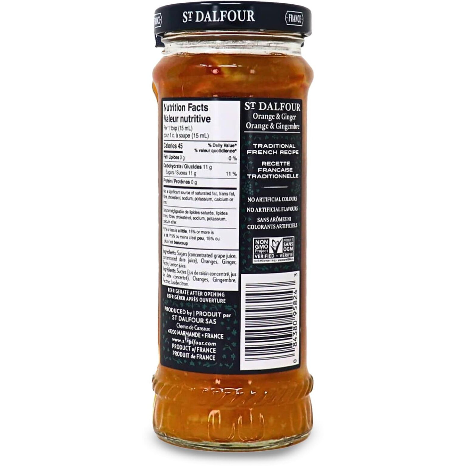 St Dalfour Ginger & Orange Marmalade French Fruit Spread (10 Oz) - 100% From Fruit - No Synthetic Nitrates Or Nitrites - No Cane Sugar Added - Naturally Sweetened