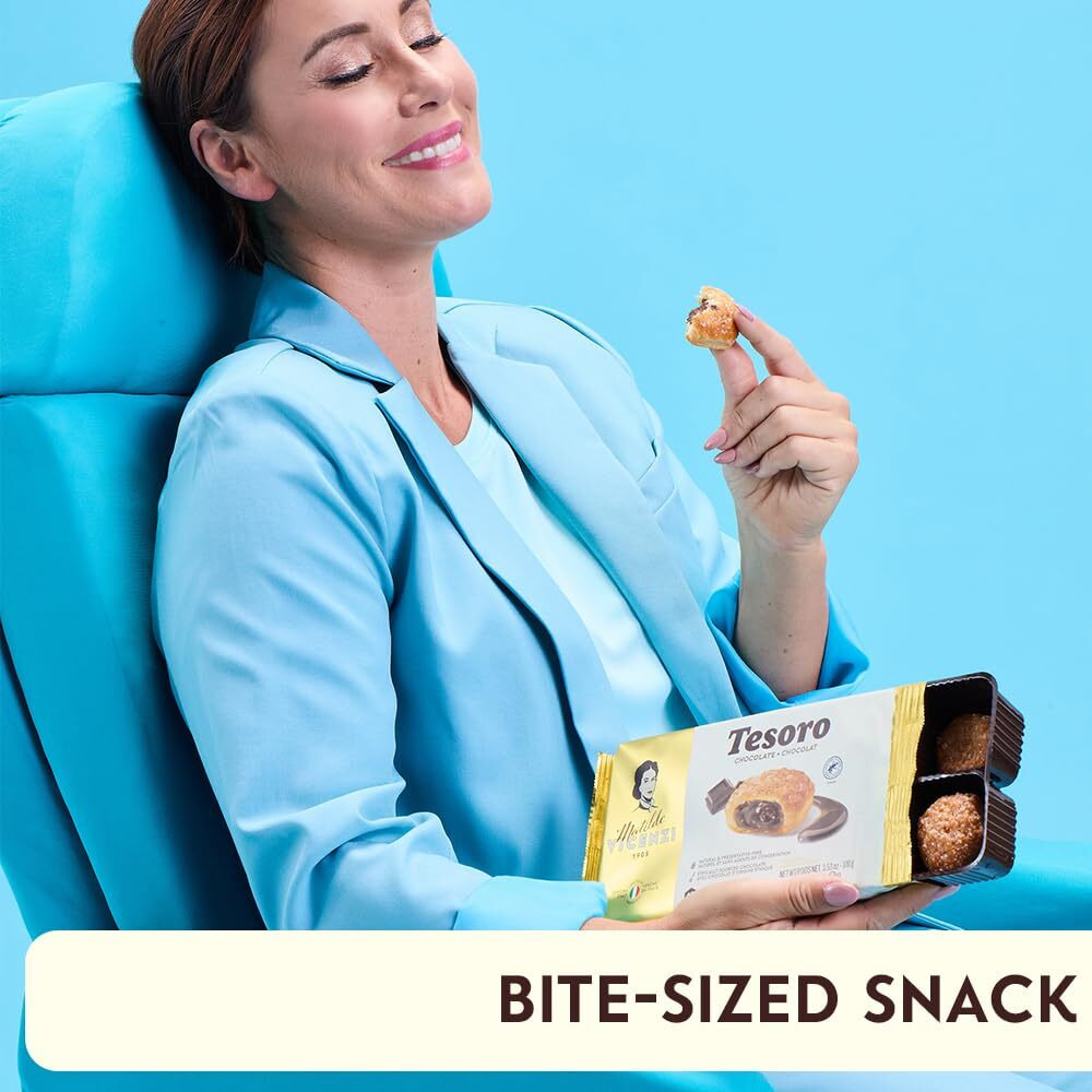 Tesoro Chocolate Filling By Pasticceria Matilde Vicenzi, Chocolate Cream Filled Puff Pastry Patisserie, Kosher Dairy, Made In Italy, 3.53Oz (100G), 4-Pack