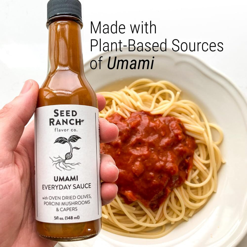 Seed Ranch Umami Everyday Hot Sauce, 5 Fl. Oz., 3 Pack - Mild Heat Flavor - Oven Dried Olives, Porcini Mushrooms & Capers - Vegan, Non-Gmo, Gluten-Free - Marinade, Vegetables, Soup & Rice