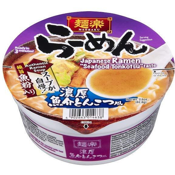 Hikari Menraku Ramen Seafood Tonkotsu Taste, Tonkotsu, 2.9 Oz (Pack Of 12)
