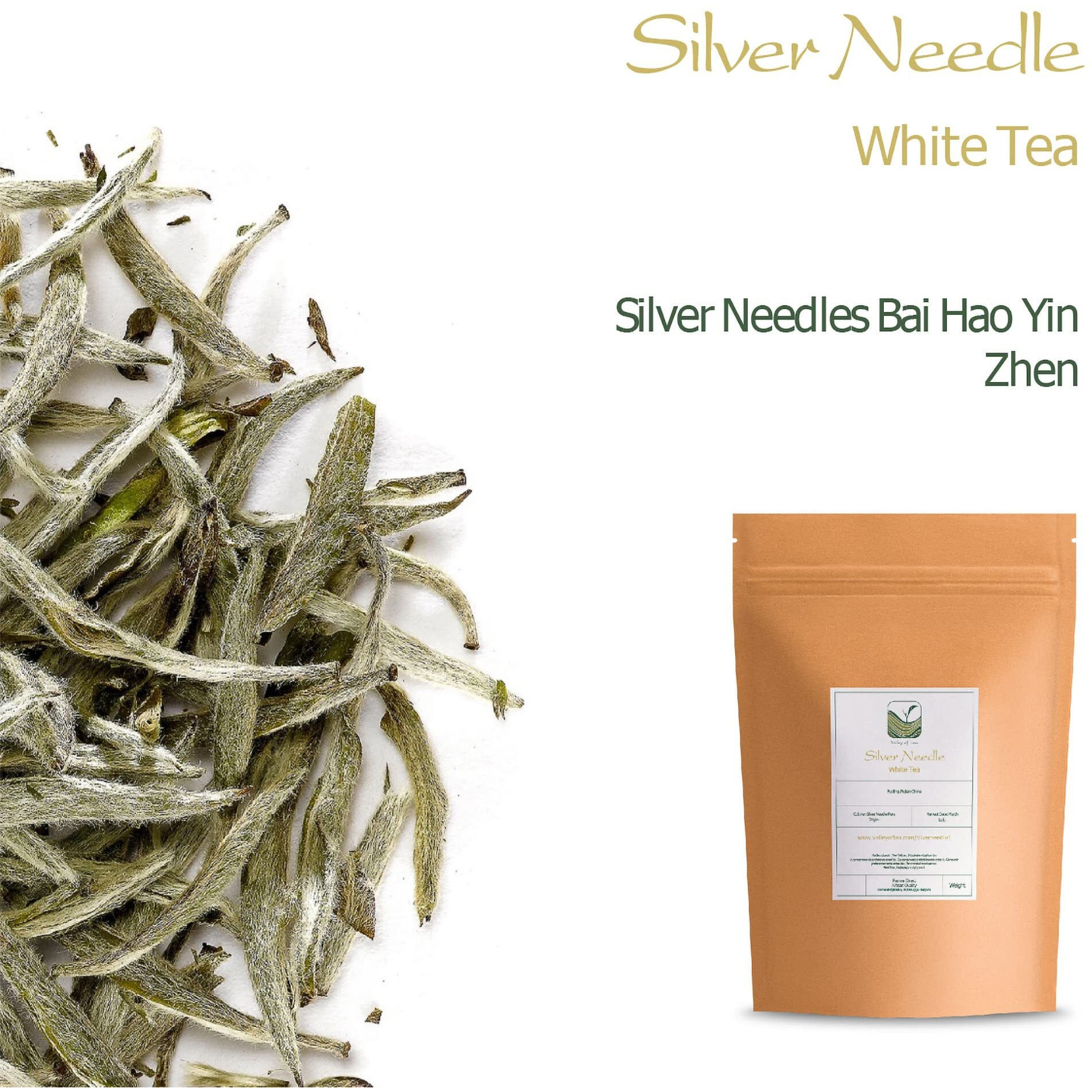 Silver Needle White Tea - 100 Procent Pure Buds - Baihao Yinzhen Chinese Silver Tip Bai Hao Yin Zhen - White Tea Silver Bai Hao Yin Zhen Tea White Needle Tea Silver Needle Tea Bai Tea White Tip
