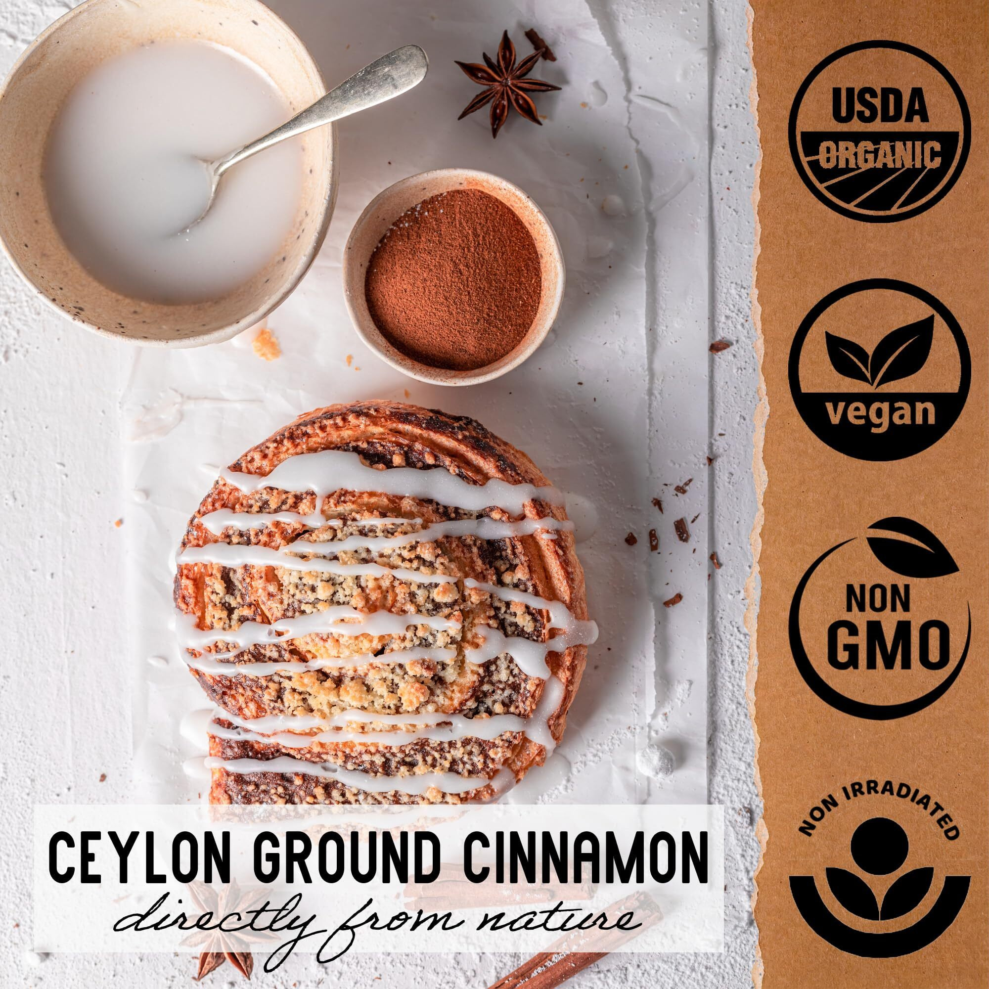 Gourmanity Select Organic Ceylon Cinnamon Powder, Natural Superfood With A Sweet Citrus Aroma And Delicate Flavor, True Ground Cinnamon Straight From Sri Lanka, Non Gmo, Non Irradiated, Bulk 16Oz Bag