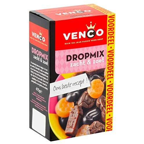 Venco Liquorice Drop Mix, Soft & Sweet (Zacht & Zoet), 475 G (16.8 Oz), 1 Box