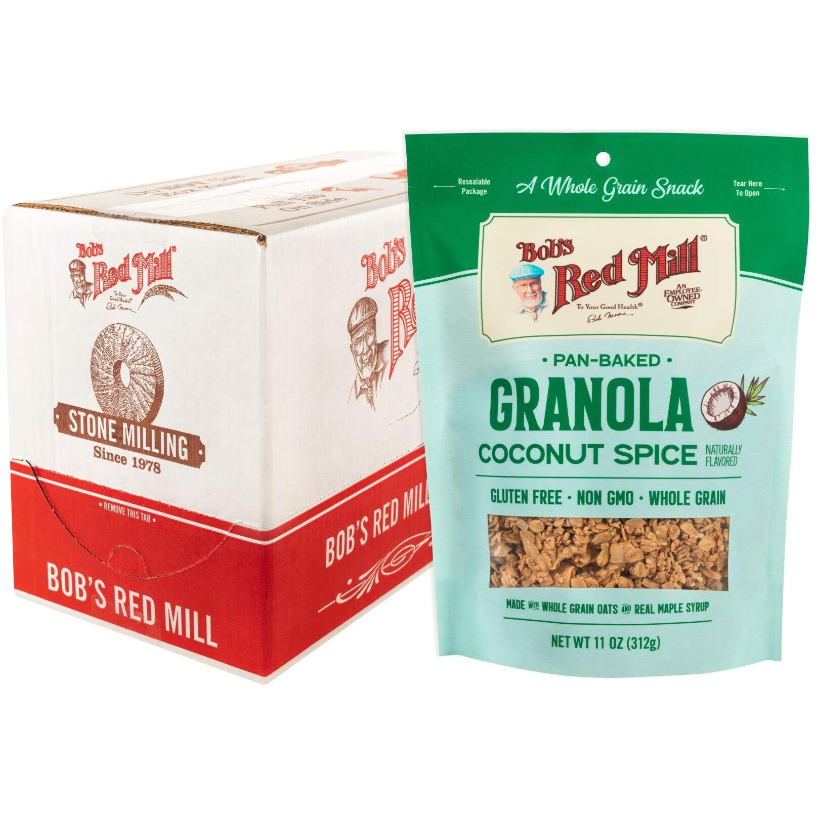 Bobs Red Mill Coconut Spice Homestyle Granola, 11 Ounce Bag (Pack Of 6), Certified Gluten Free, Non Gmo, Whole Grain