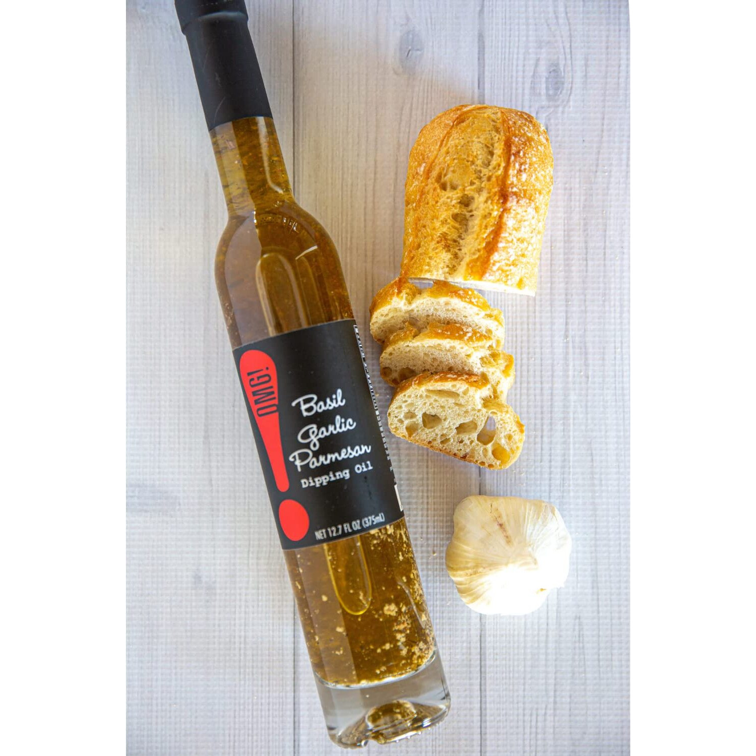 Omg Gourmet Basil Garlic Parmesan Dipping Oil | As Found In Pike Place Market (Delicious, Perfect For Breads, Veggies, Salads, And Marinades), 375Ml/12.7Oz