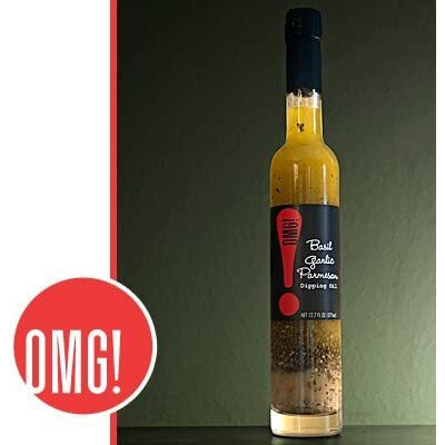 Omg Gourmet Basil Garlic Parmesan Dipping Oil | As Found In Pike Place Market (Delicious, Perfect For Breads, Veggies, Salads, And Marinades), 375Ml/12.7Oz