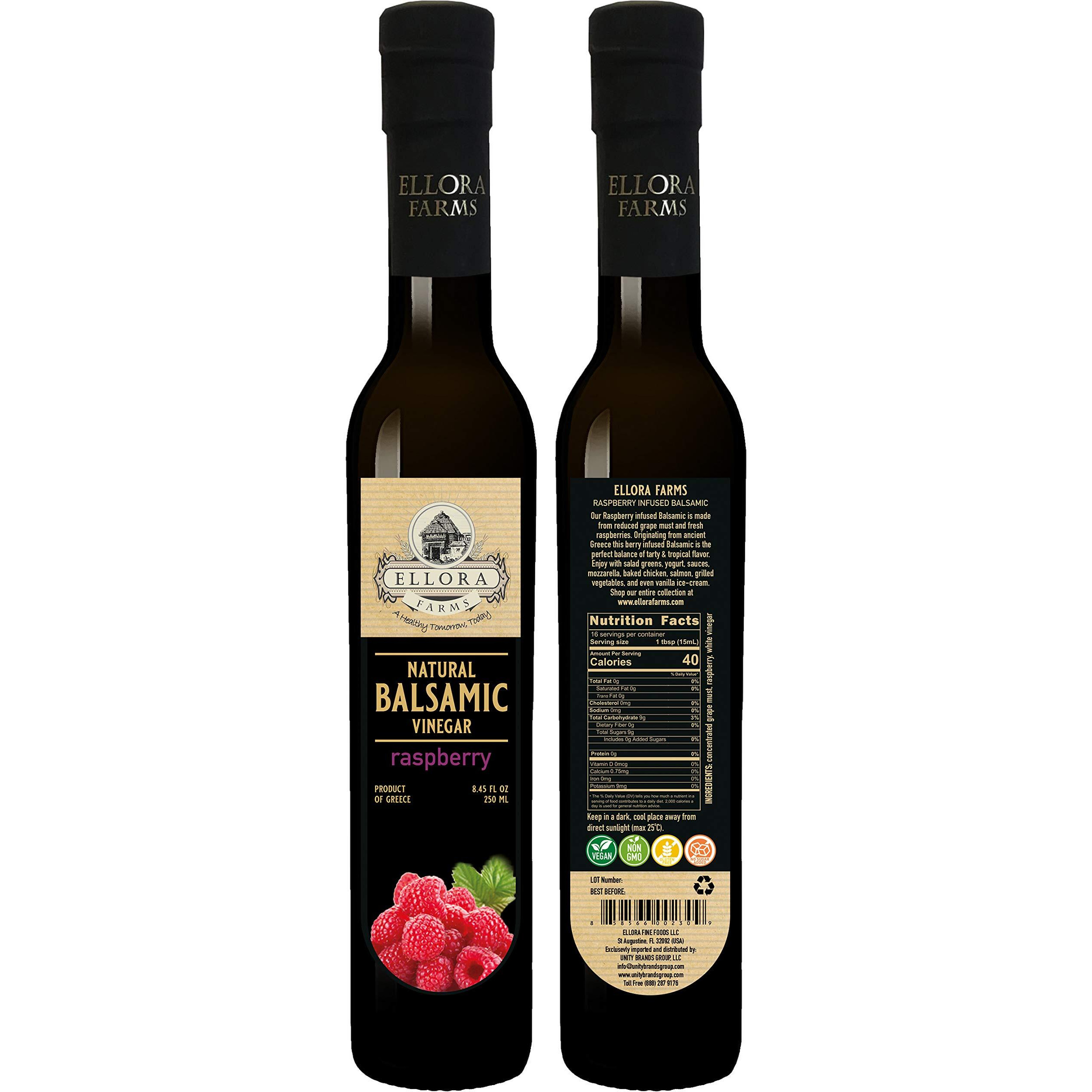 Ellora Farms, Fresh Raspberry Infused Thick Balsamic Vinegar, No-Additives, No Added Sugars, No-Preservatives, Glass Bottle, 8.45 Oz., Pack Of 1