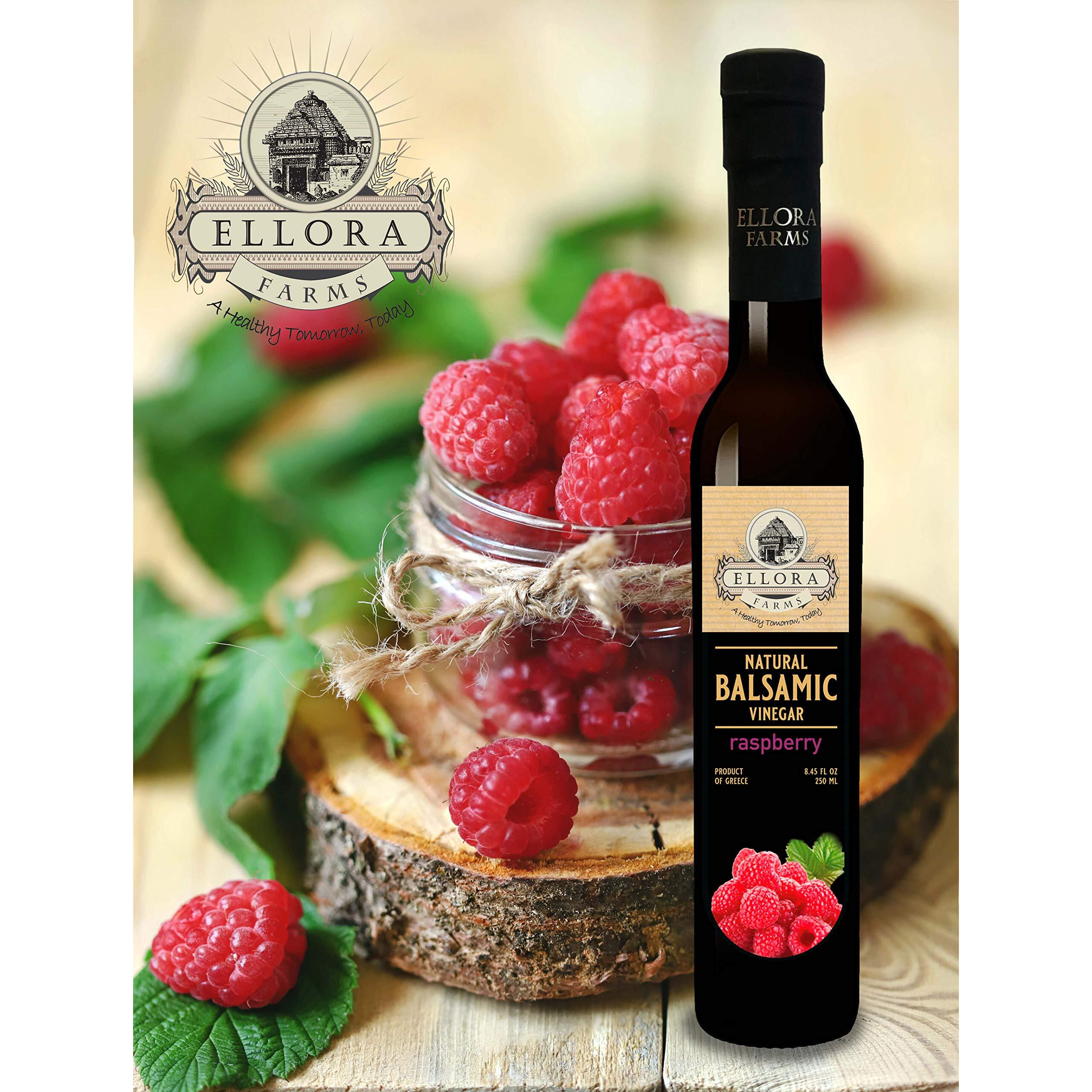 Ellora Farms, Fresh Raspberry Infused Thick Balsamic Vinegar, No-Additives, No Added Sugars, No-Preservatives, Glass Bottle, 8.45 Oz., Pack Of 1