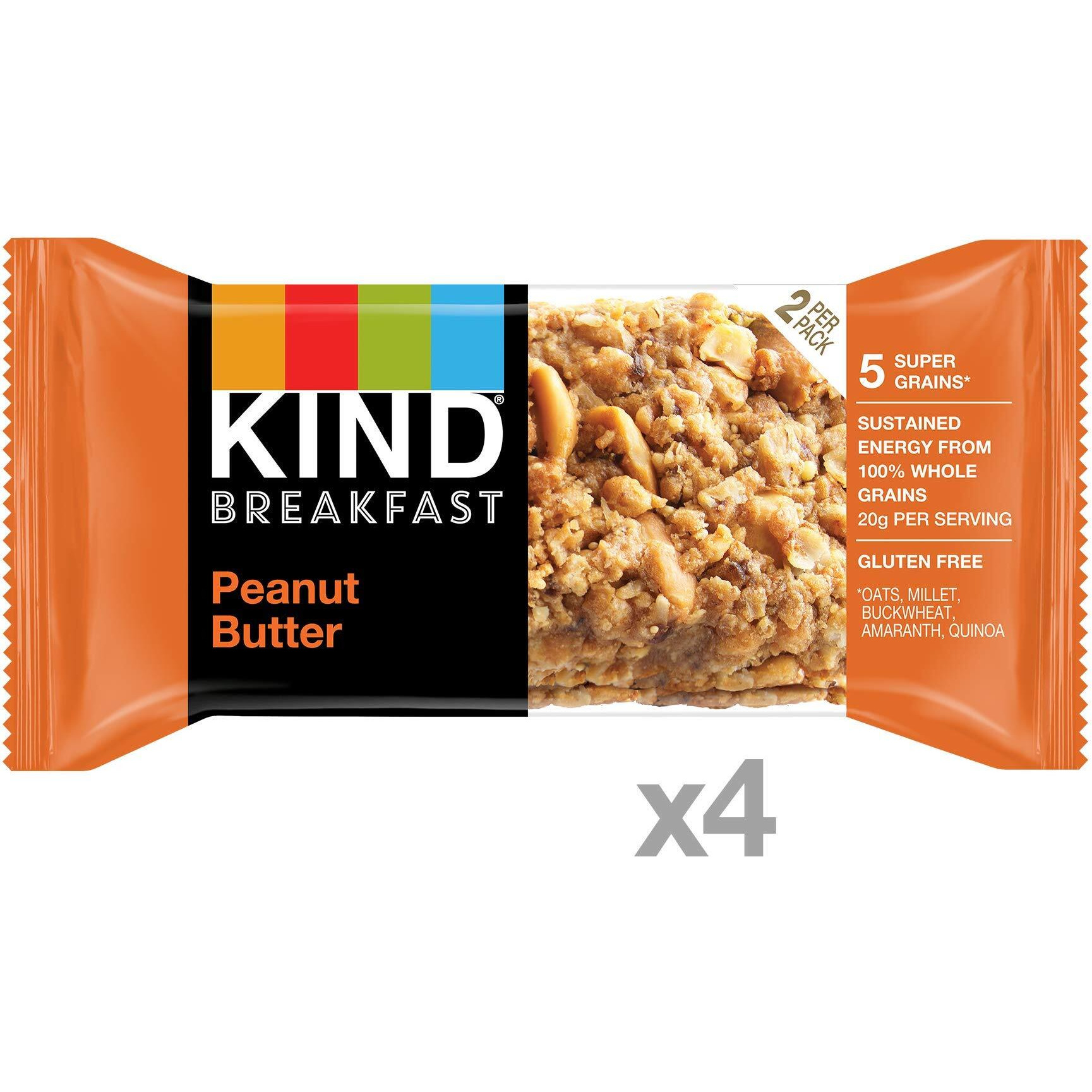 Kind Breakfast Bars, Peanut Butter, Gluten Free, 1.8Oz, 24 Count