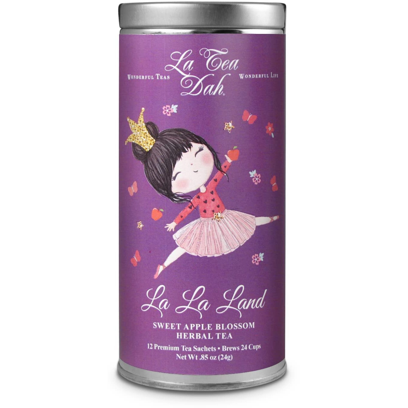 Sweet Apple Blossom Childrens Tea By La Tea Dah | Apple Cinnamon Tea For Kids Made With Caffeine Free Rooibos Tea Leaves | Fruity Tea For Little Princesses | La La Land (12 Decaf Tea Sachets)