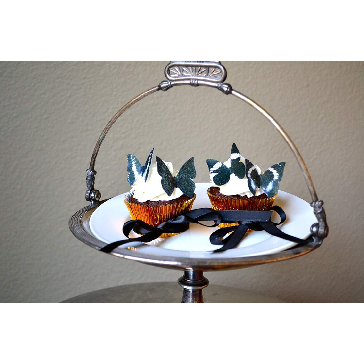 Sugar Robot Inc. Edible Butterflies Small Size Premium Crafted Made In The Usa Cake And Cupcake Toppers, Decoration (Black)