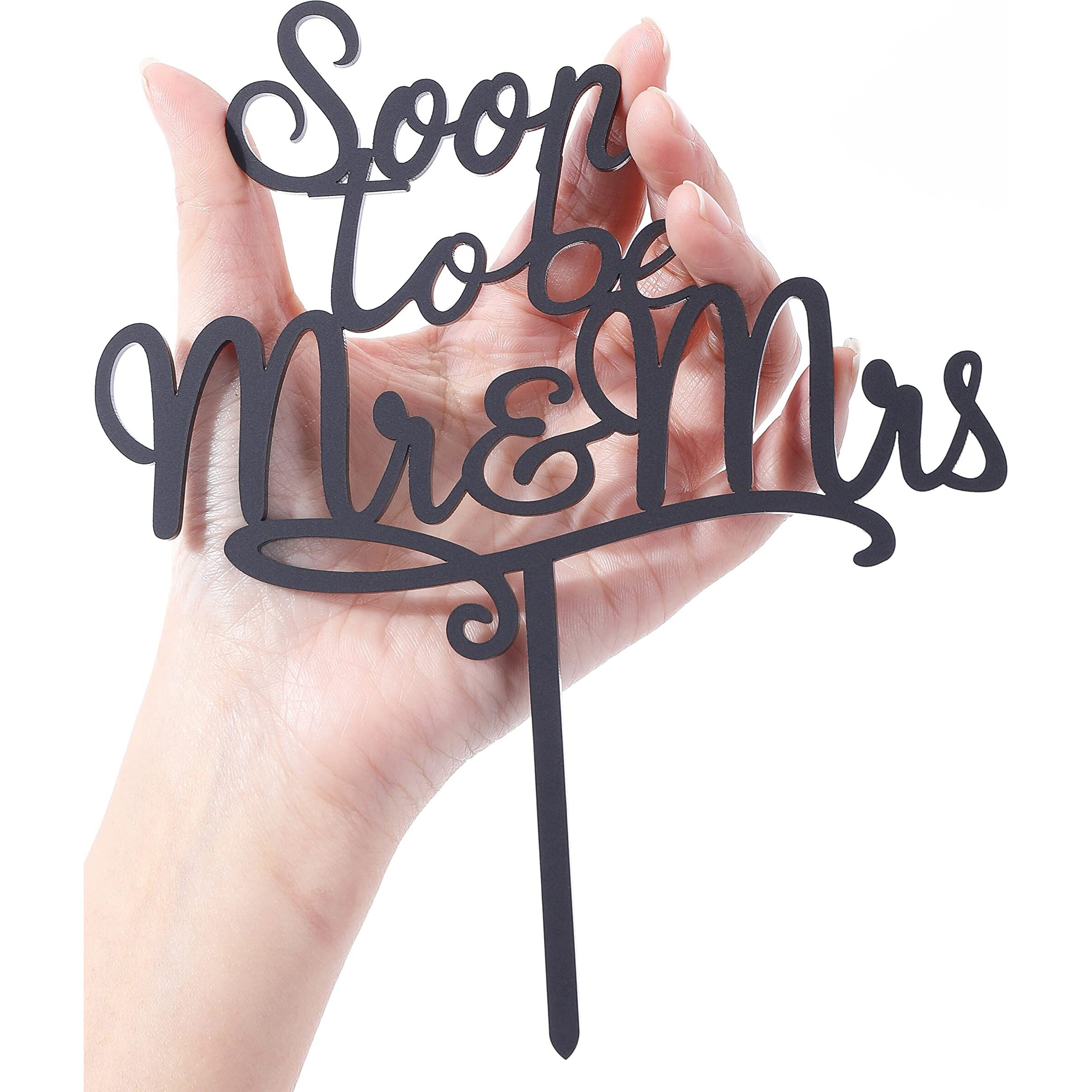 Lovenjoy Gift Boxed Soon To Be Mr And Mrs Cake Topper Engagement Black, Frosted Acrylic