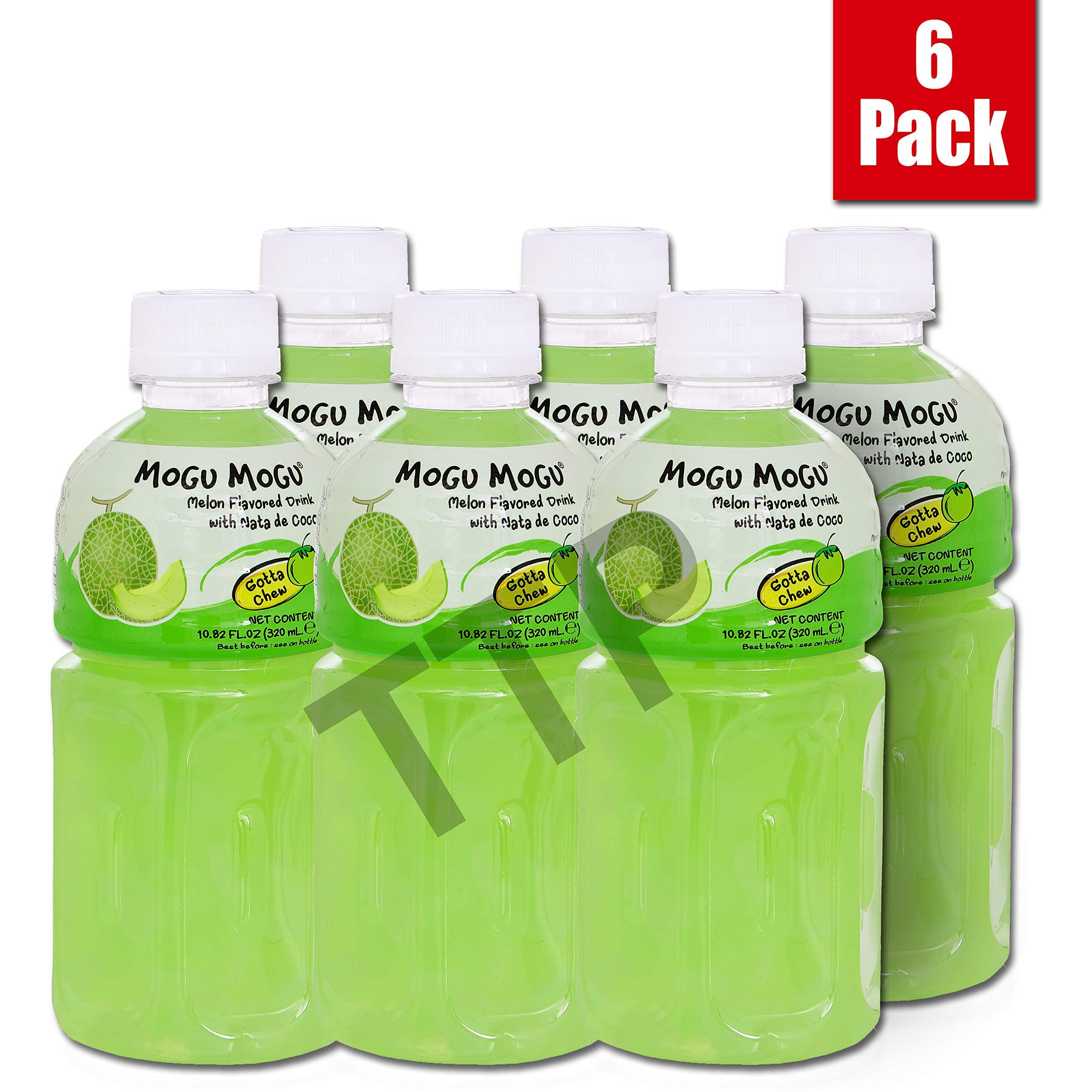 Mogu Mogu Juice With Nata De Coco, Melon Flavored, 6 Pack
