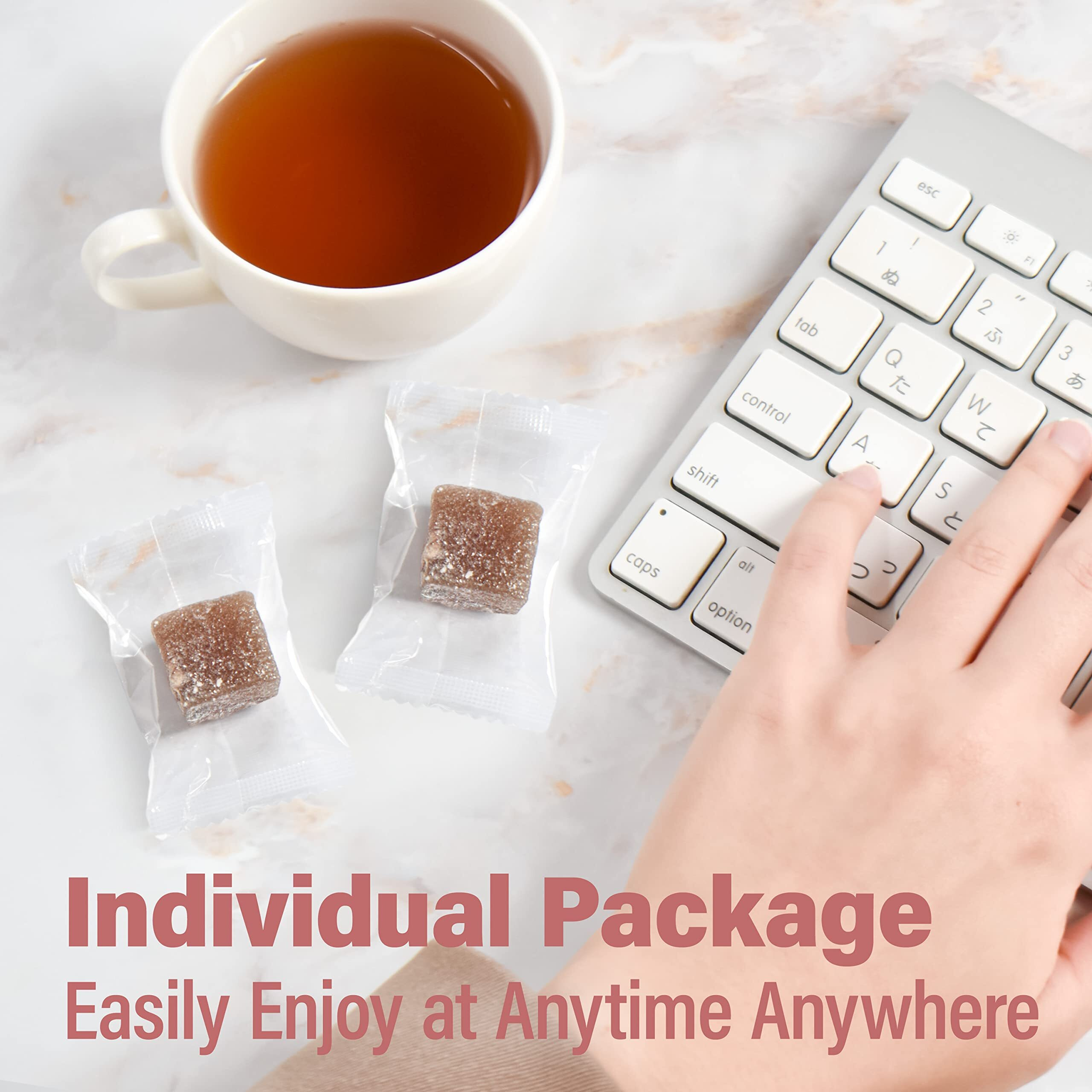 Japanese Mochi Candy Individually Wrapped, Adzuki Red Bean Flavor, Plant-Based Kanten Agar Sweets 300GYamasan