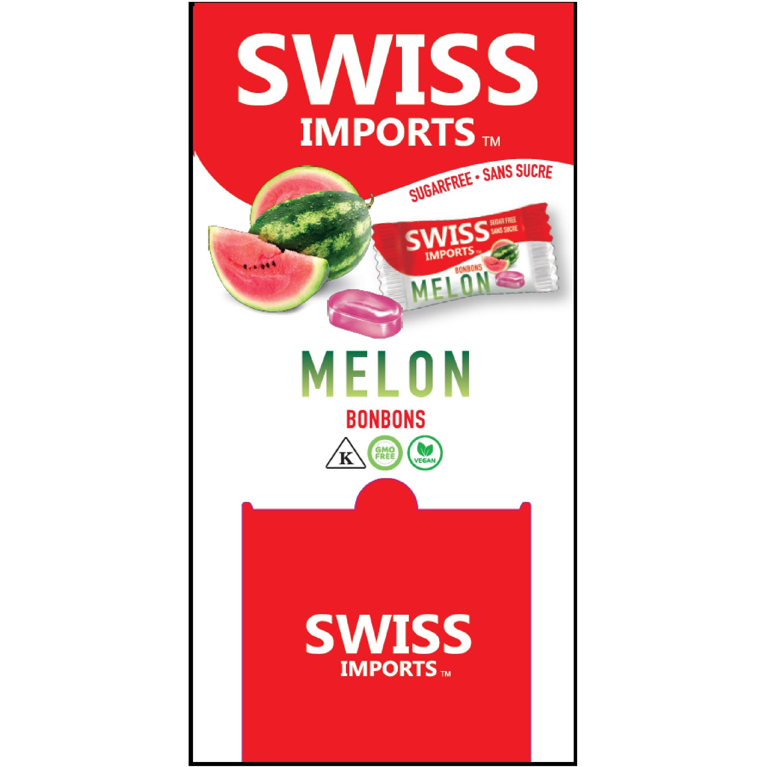 Swiss Imports Sugar Free Bonbons Hard Candy Drops Bocca Box, Watermelon, 200 Individually Wrapped Pieces, 500G/17.6Oz
