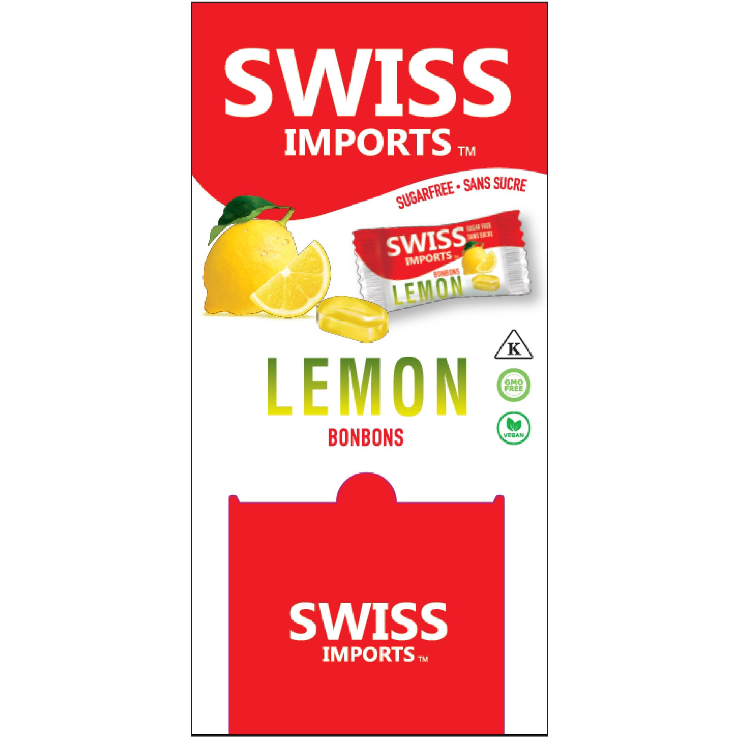 Swiss Imports Sugar Free Bonbons Hard Candy Drops, Lemon, 17.6 Oz/ 500G Bocca Box With 200 Individually Wrapped Pieces
