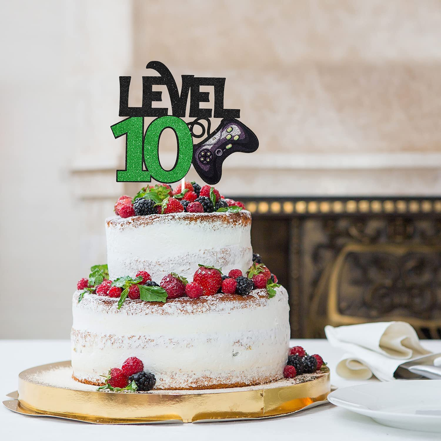Level 10 Game Birthday Cake Topper - Video Game Boy's 10Th Birthday Level Up Party Cake Supplies - Game On Winner Gaming Party Decoration