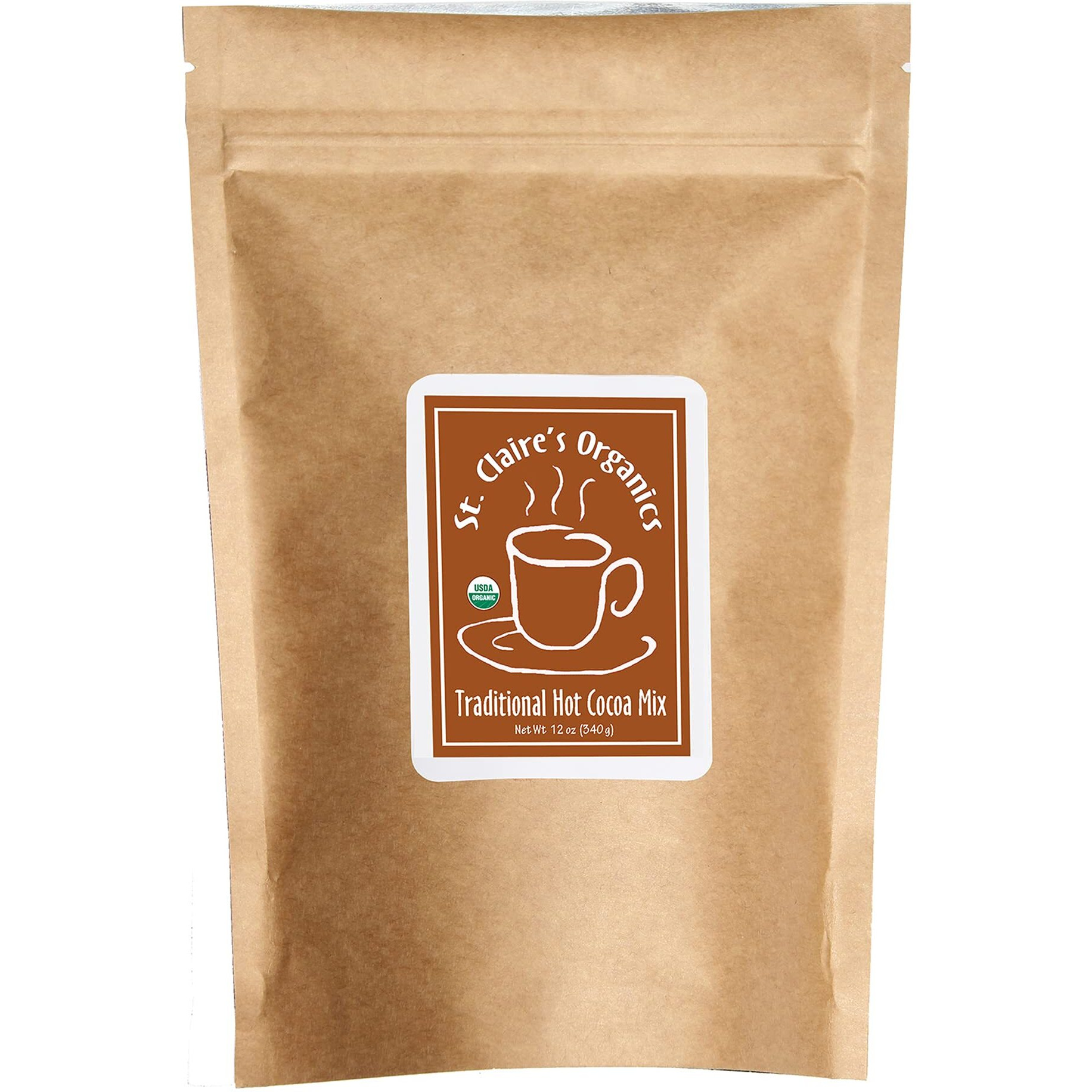 St. Claire's Organic Gourmet Hot Cocoa, (Traditional, 12 Ounce Bag, 20 Servings) | Allergen-Free, Vegan, Gmo-Free, Gluten-Free | Made In Our Allergen-Free Facility