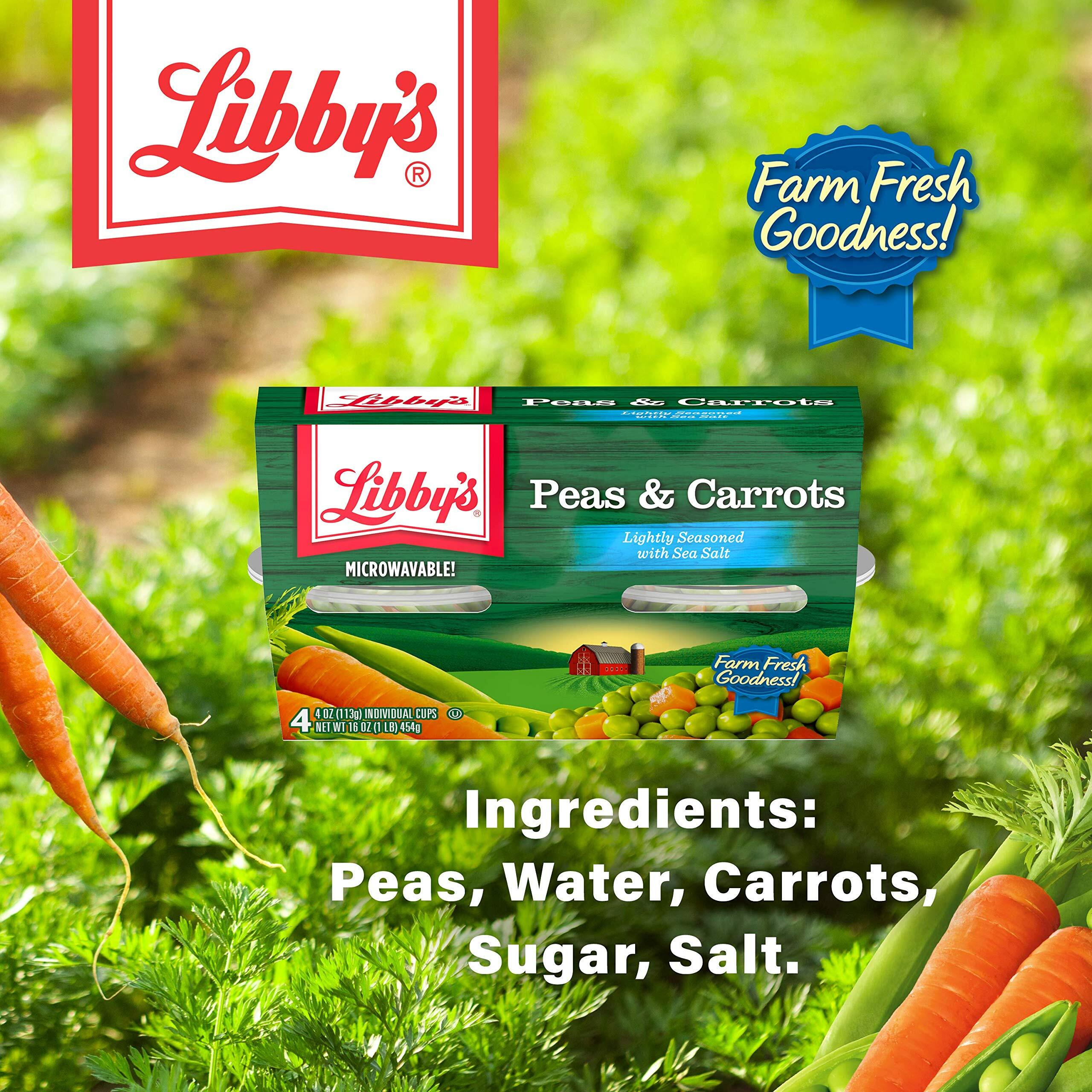Libby's Peas And Carrots, (Each 4 Count Of 4 Oz Cups) 16 Oz, Pack Of 4