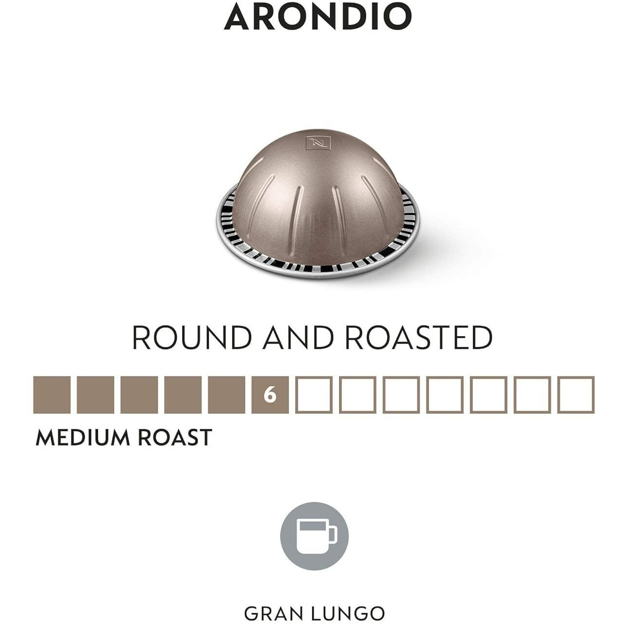 Nespresso Capsules Vertuo, Arondio Gran Lungo Americano, Medium Roast Coffee, 30 Count Coffee Pods, Brews 5.0Oz.