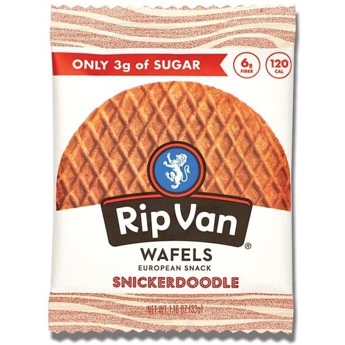 Rip Van Wafels Snickerdoodle Stroopwafels, Healthy Snacks, Non-Gmo, Keto Friendly, Office Snacks, Low Sugar (3G), Low Calorie, 12 Pack