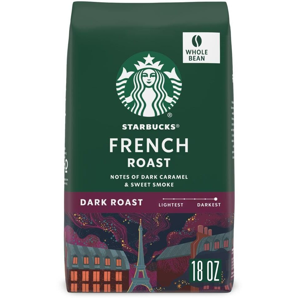 Starbucks Whole Bean Coffee, Dark Roast Coffee, French Roast, 100% Arabica, 1 Bag (18 Oz)