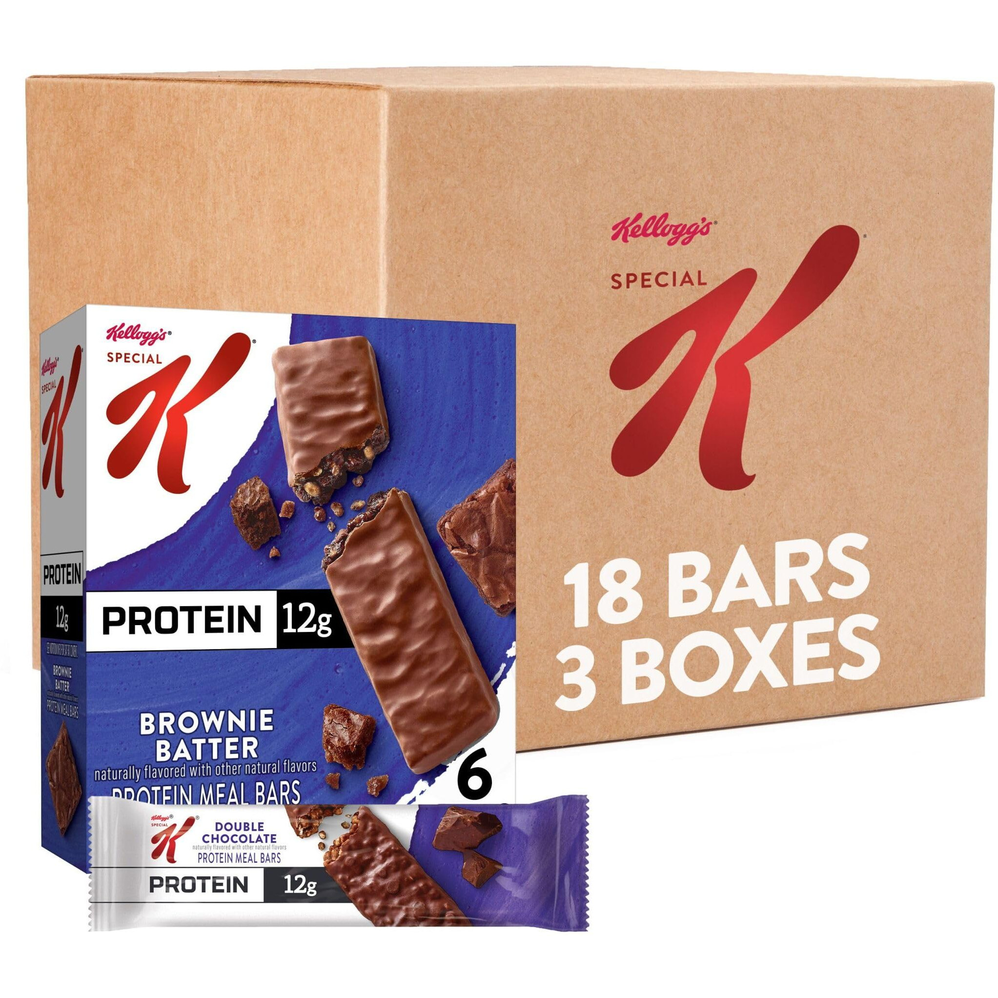 Kellogg's Special K Protein Meal Bars, 12G Protein Snacks, Meal Replacement, Brownie Batter (3 Boxes)