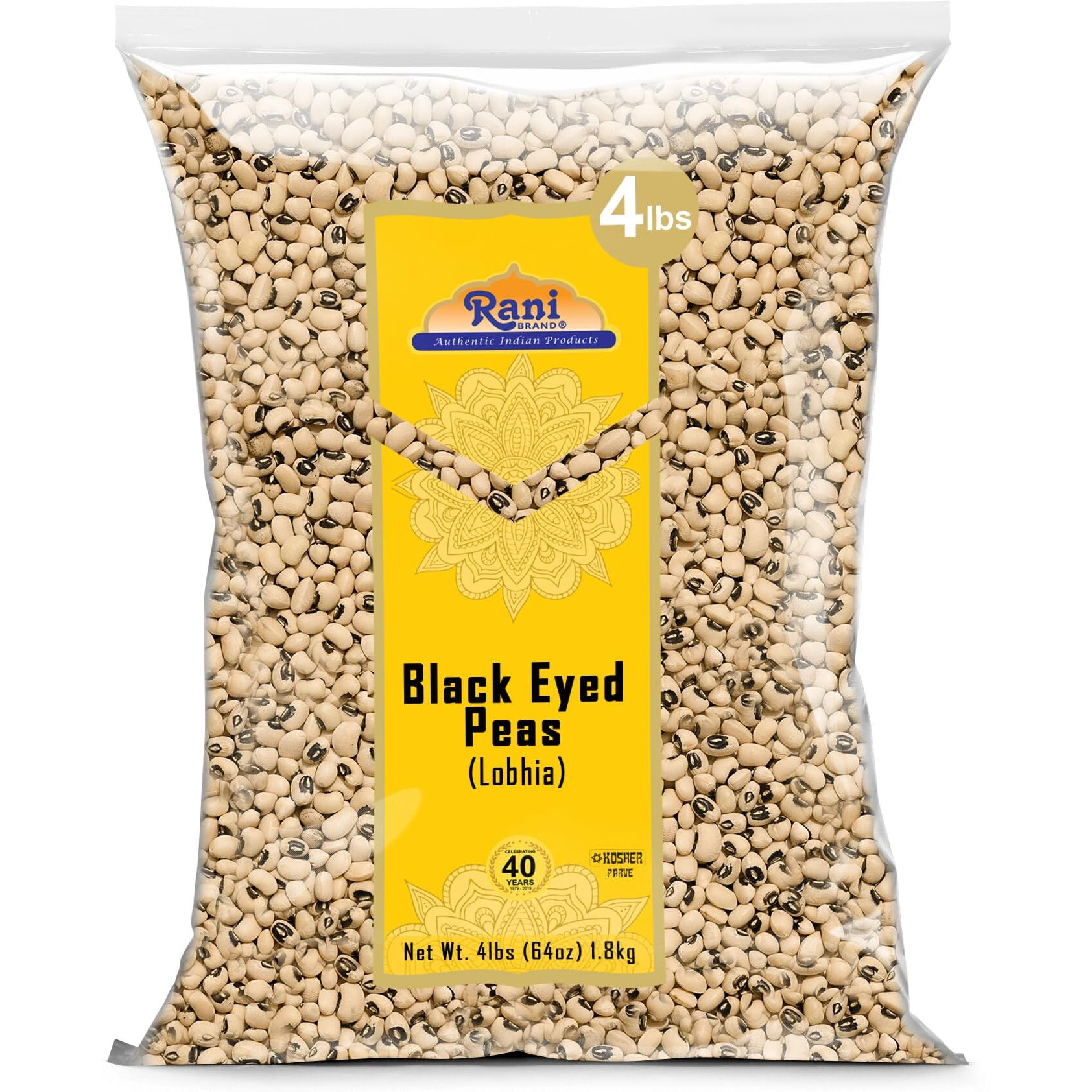Rani Black Eyed Peas, Dried Cowpeas (Lobhia) 64Oz (4Lbs) 1.81Kg Bulk ~ All Natural | Vegan | Kosher | Gluten Friendly | Product Of Usa