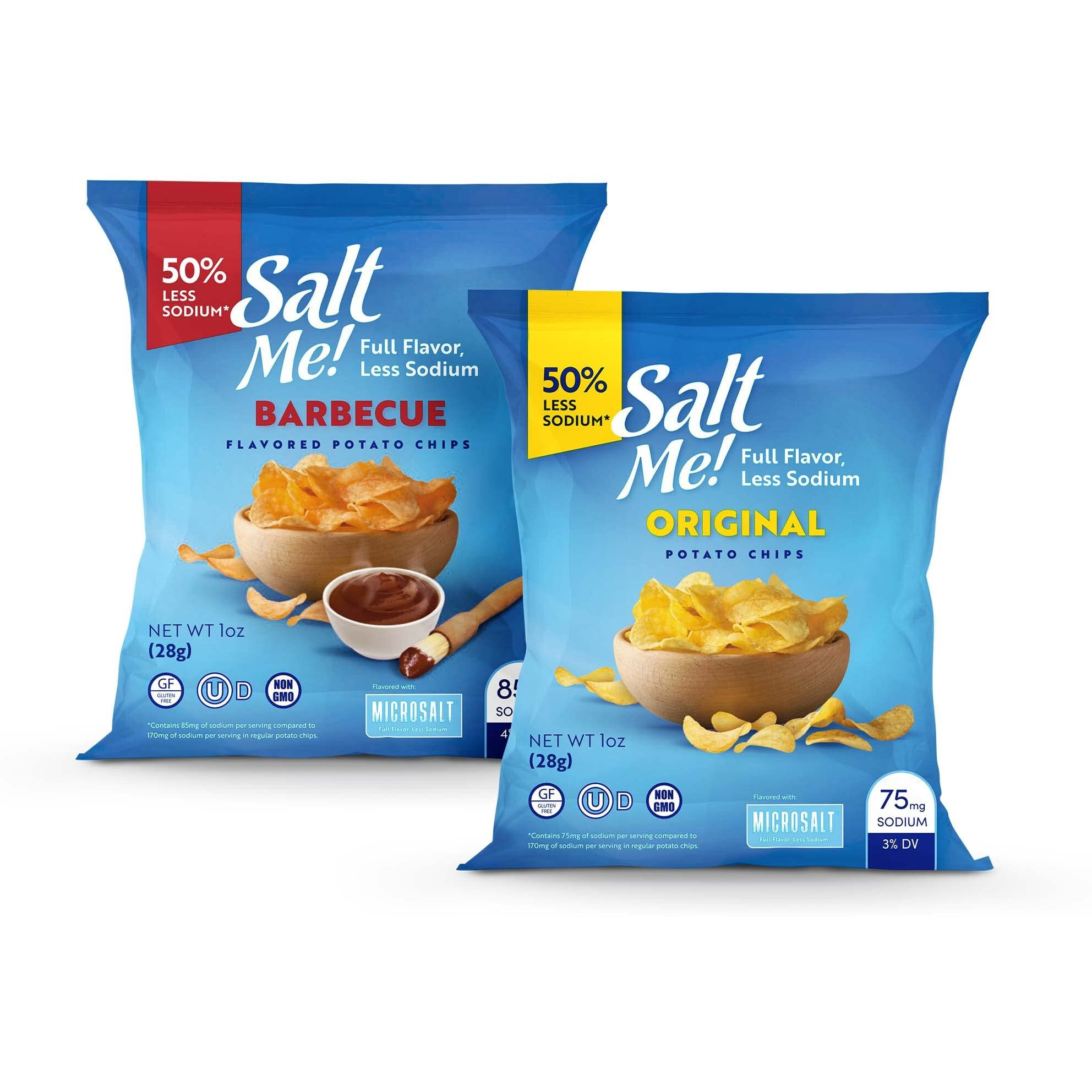 Saltme Variety Pack Better For You Potato Chips - 24Ct 1Oz Bags - 50% Less Sodium, Kosher, Healthier Snack Pack- Best Full Flavor, Non-Gmo, Gluten Free - Less Sodium, Same Flavor.