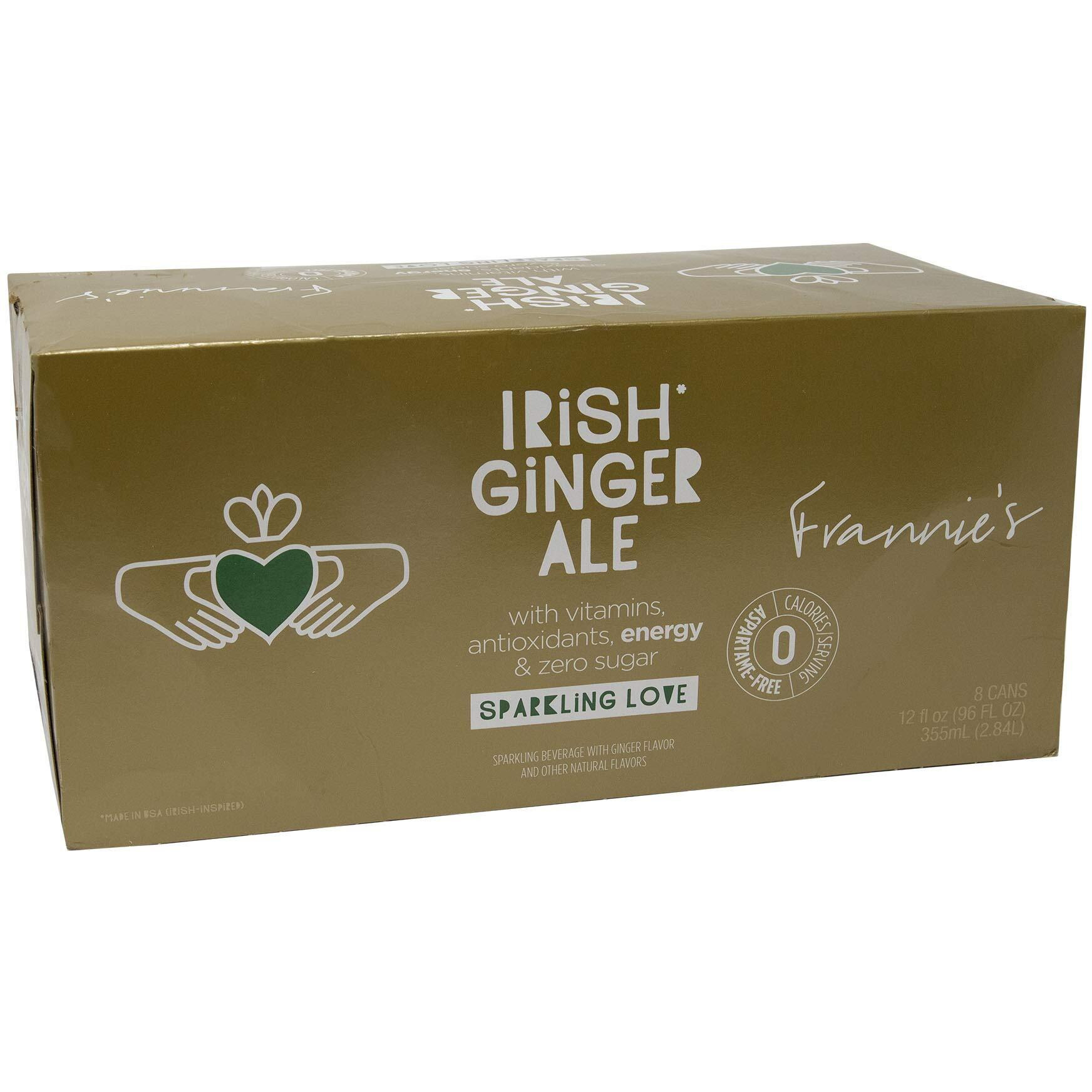 Frannie's Sparkling Beverage- Zero Calories & Sugar, Aspertame Free 8-Pack 12 Fl. Oz. Cans (Irish Ginger Ale)
