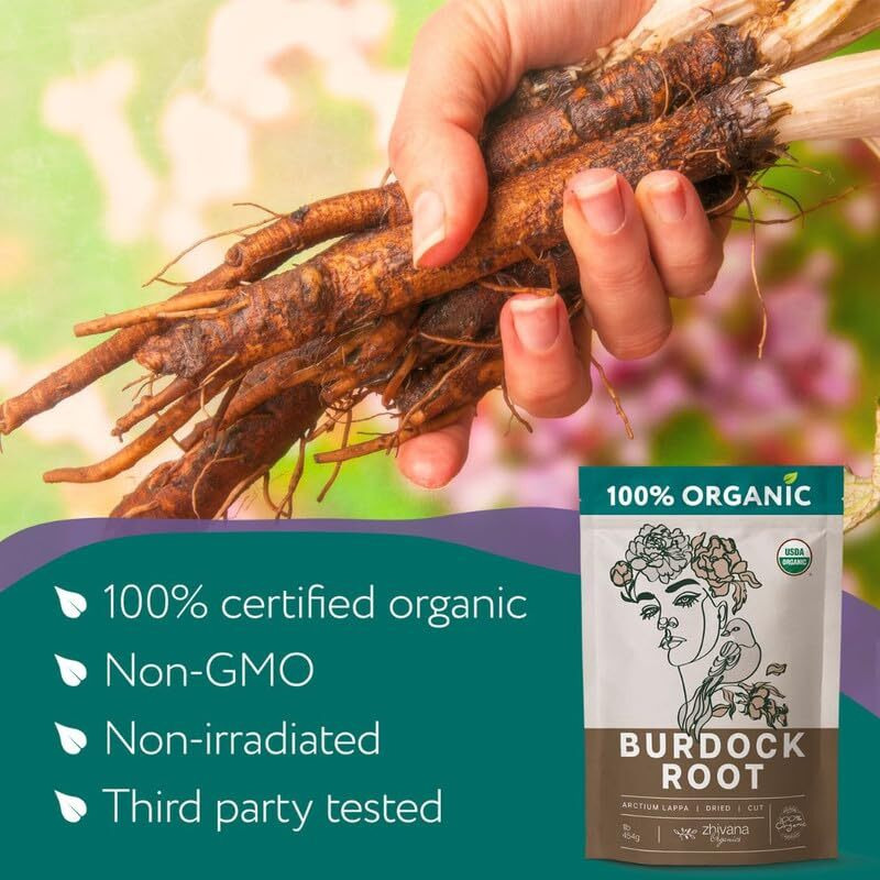 Burdock Root Organic - Burdock Root Tea - Raiz De Bardana - Removes Toxins, Allergens - Supports Digestive System, Liver Detox, Skin - 4 Ounces