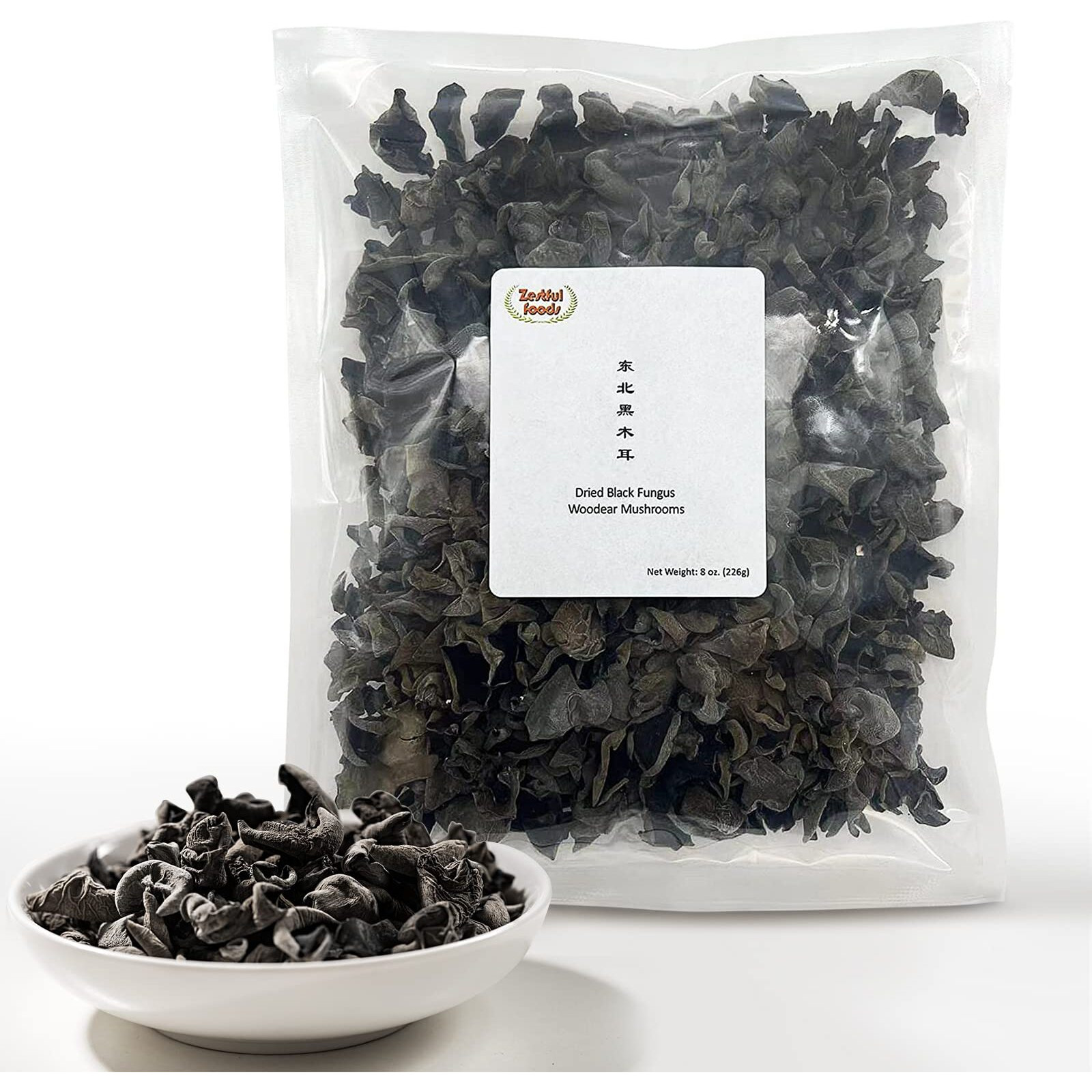 Zestful Foods Premium Dried Black Fungus Dried Wooder Mushroom(Black Fungus Mushroom) All Natural,Gluten-Free 8 Oz.
