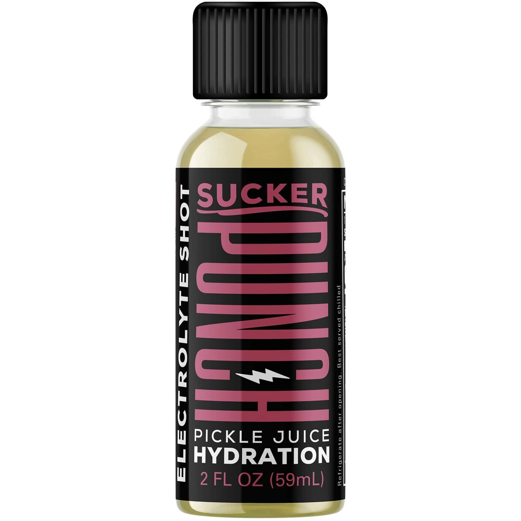 Suckerpunch Hydration Pickle Juice Shot, Spicy Dill Flavor, Gluten Free, Post Workout, Spicy Pickle Electrolyte Drink, Low Calorie, Muscle Cramp Defense, Potassium, Keto Friendly, Non Gmo, 2 Oz, 12 Ct