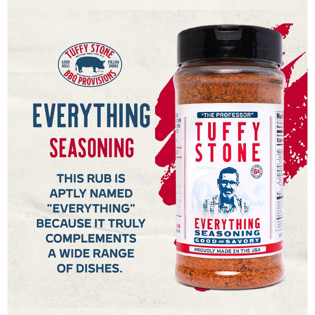 Tuffy Stone Everything Seasoning | 6X World Barbecue Grand Champion | All-Purpose Bbq Spice Rub | Versatile Seasoning | 6.95 Oz Shaker