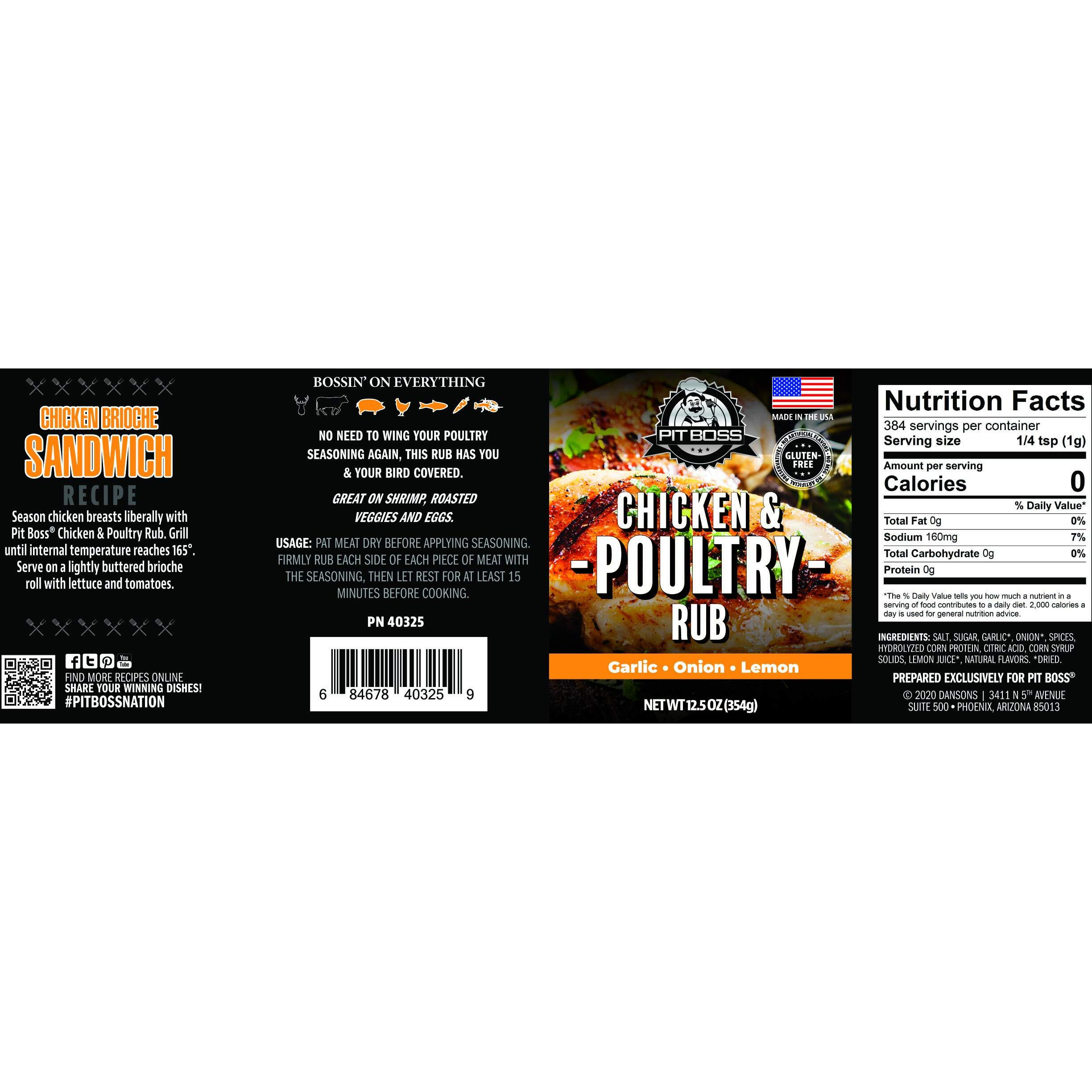 Pit Boss 40325 Chicken & Poultry Rub Grill Spices, 12.5 Ounce (Pack Of 1), Multicolored