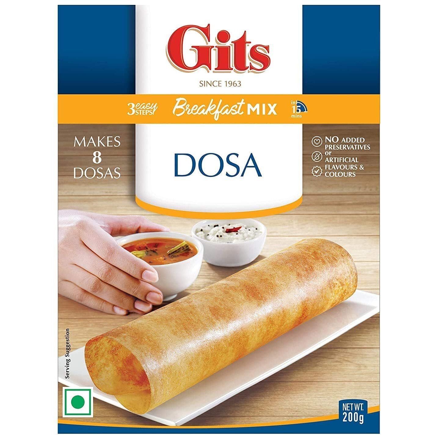 Comlinks Llc Gits Instant Mix Box - 600Gm (Pack Of 3 X 200Gm) | Ready To Cook Indian Breakfast/Lunch/Dinner/Snack Meal | No Artificial Colors,Flavors,Preservatives,100 Percent Vegetarian,Easy Recipe (Dosa)