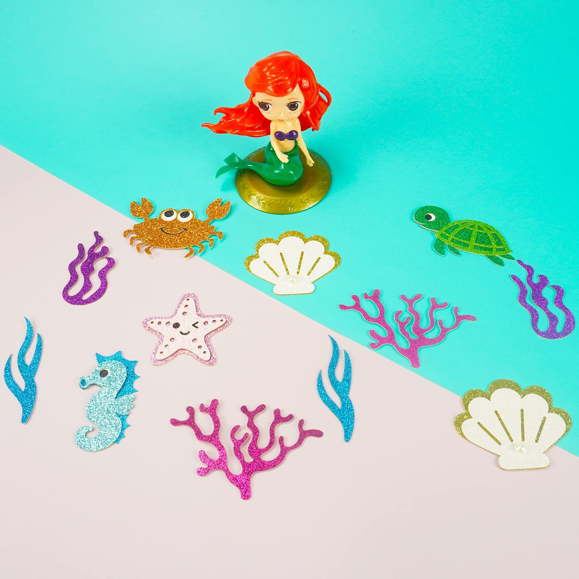 24Pcs Mermaid Cake Topper Balloon Cake Toppers Under The Sea Cake Decorations With Mermaid Model Purple Blue Balloons And Sea Animal Toppers For Ocean Themed Party Baby Shower Birthday Supplies