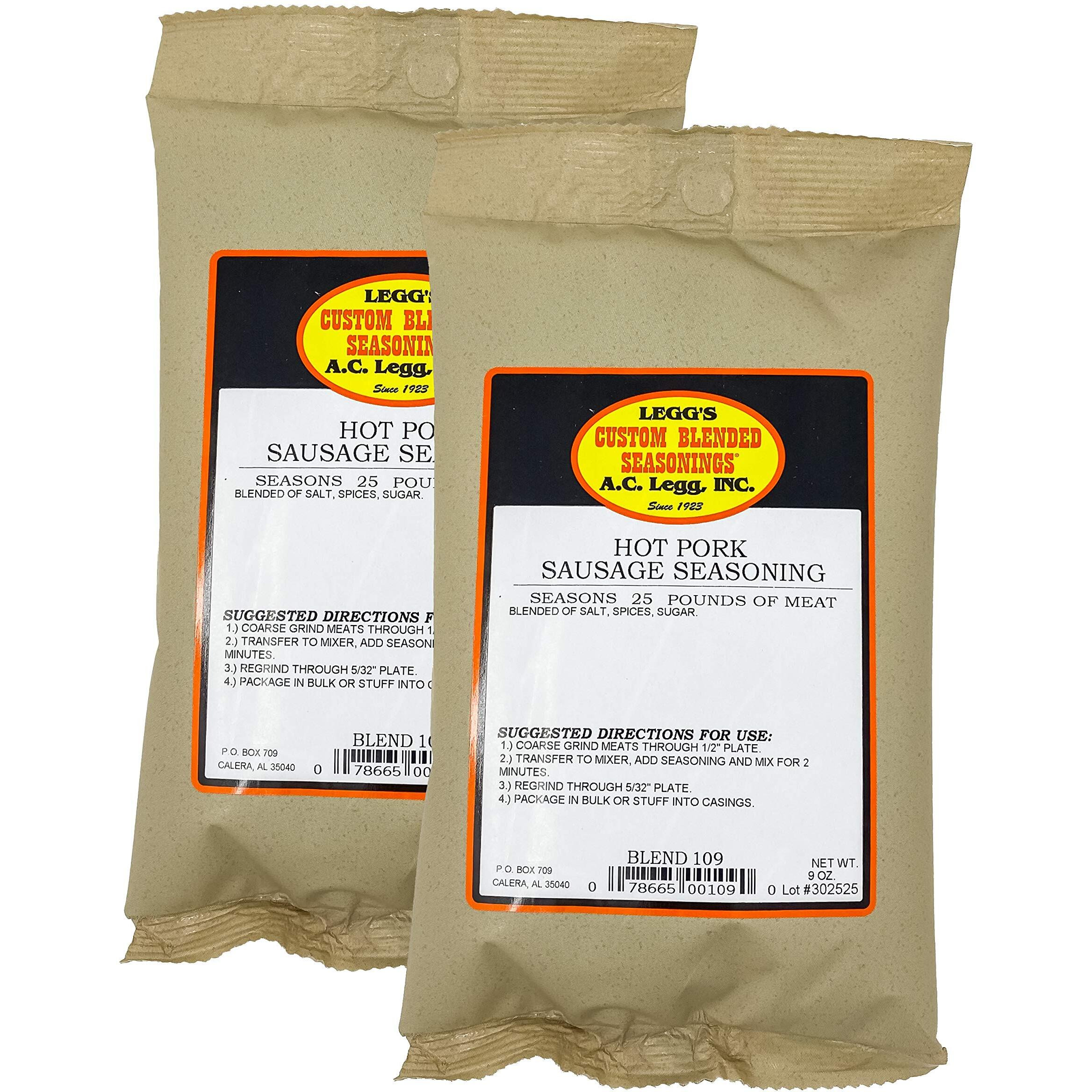 A.C. Legg Blend 109 Hot Pork Sausage Seasoning, 2 Packs - 9 Ounce Each