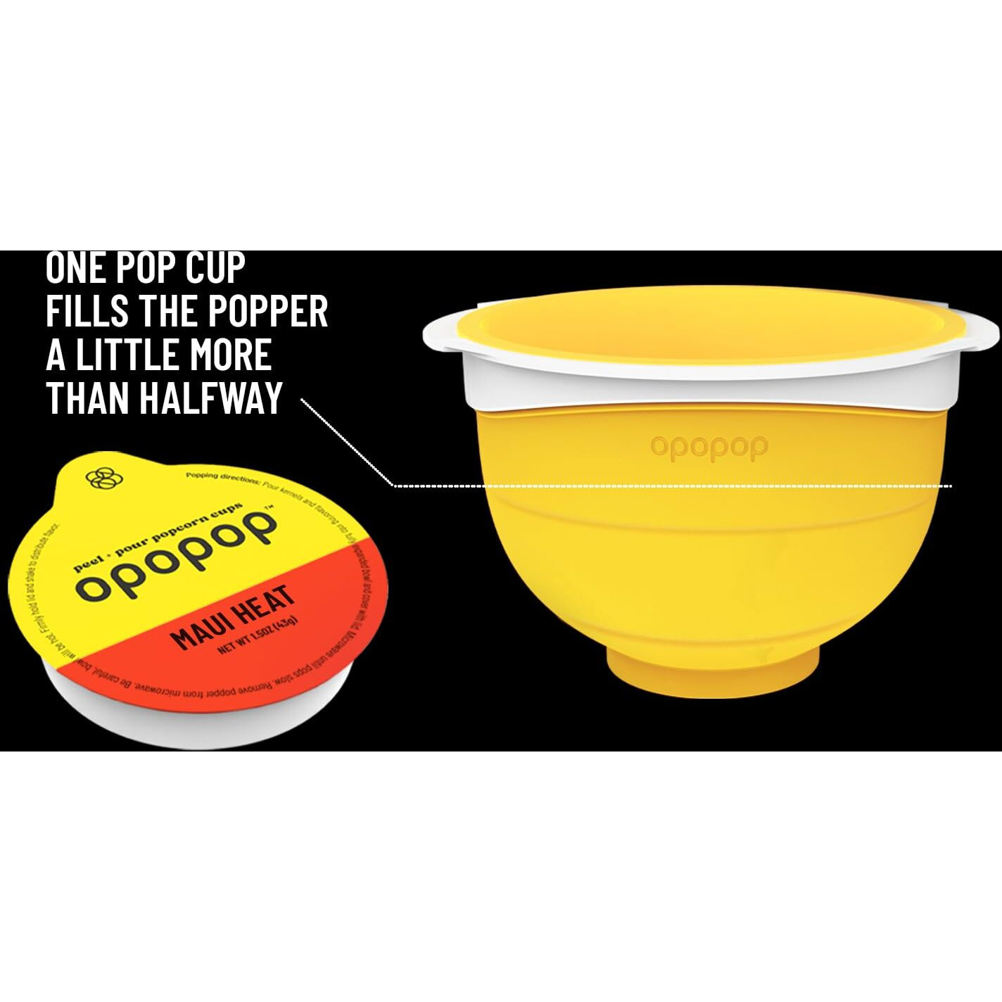 Opopop Microwave Popcorn - Pop Cups Maui Heat 6-Pack, Non-Gmo Gourmet Popcorn Kernels & Popcorn Flavoring, Gluten Free Snacks, Easy To Make And No Mess