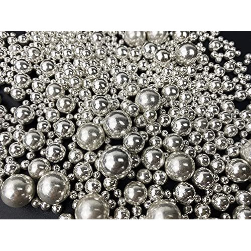 Edible Pearl Sugar Sprinkles Silver Candy 120G/ 4.2Oz Mixing Size Baking Cake Decorations Cupcake Toppers Cookie Decorating Ice Cream Toppings Celebrations Shaker Jar Wedding Shower Party Chirstmas